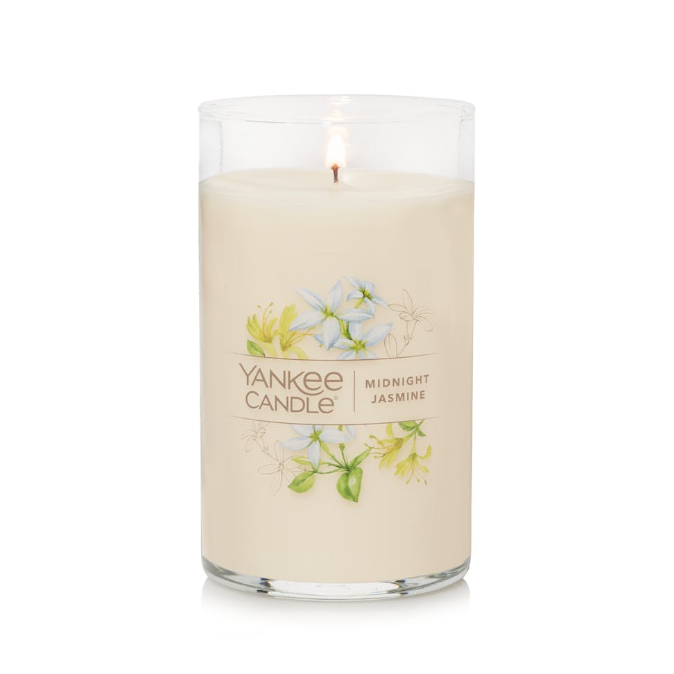 lit midnight jasmine signature medium pillar candle