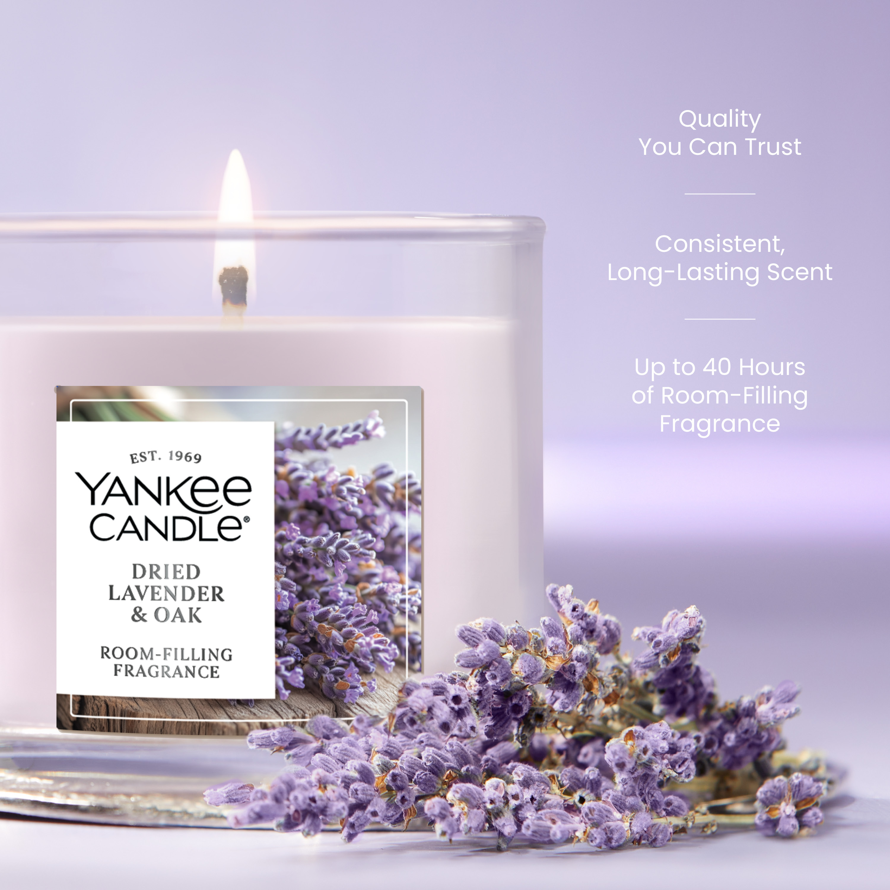 Dried Lavender & Oak Large Tumbler Candle - Thumbnail 3