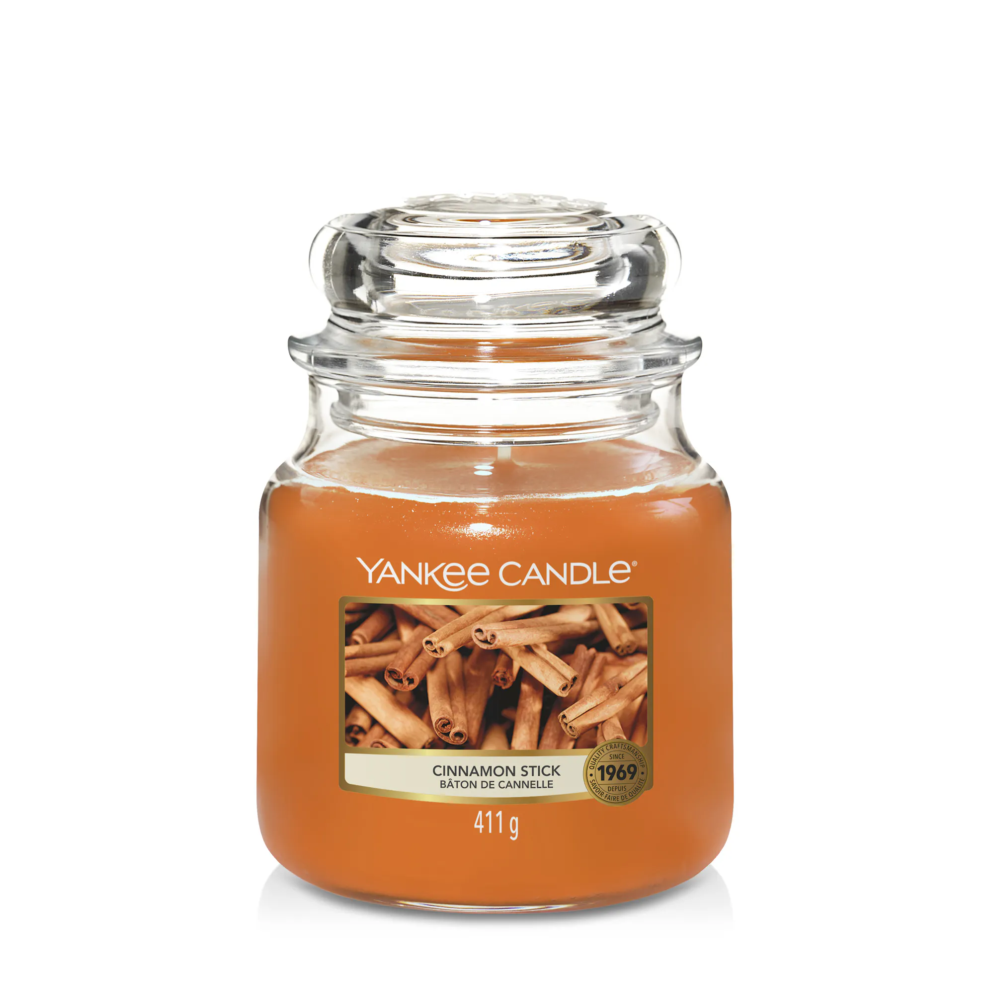 Cinnamon Stick Candle Original Medium Jar Candle Yankee Candle, Orange, 10.7cm x 12.7cm | Sweet & Spicy