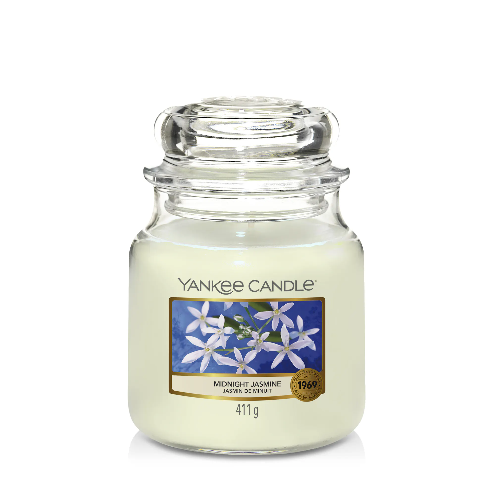 Midnight Jasmine Candle Original Medium Jar Candle Yankee Candle, Neutrals, 10.7cm x 12.7cm | Floral