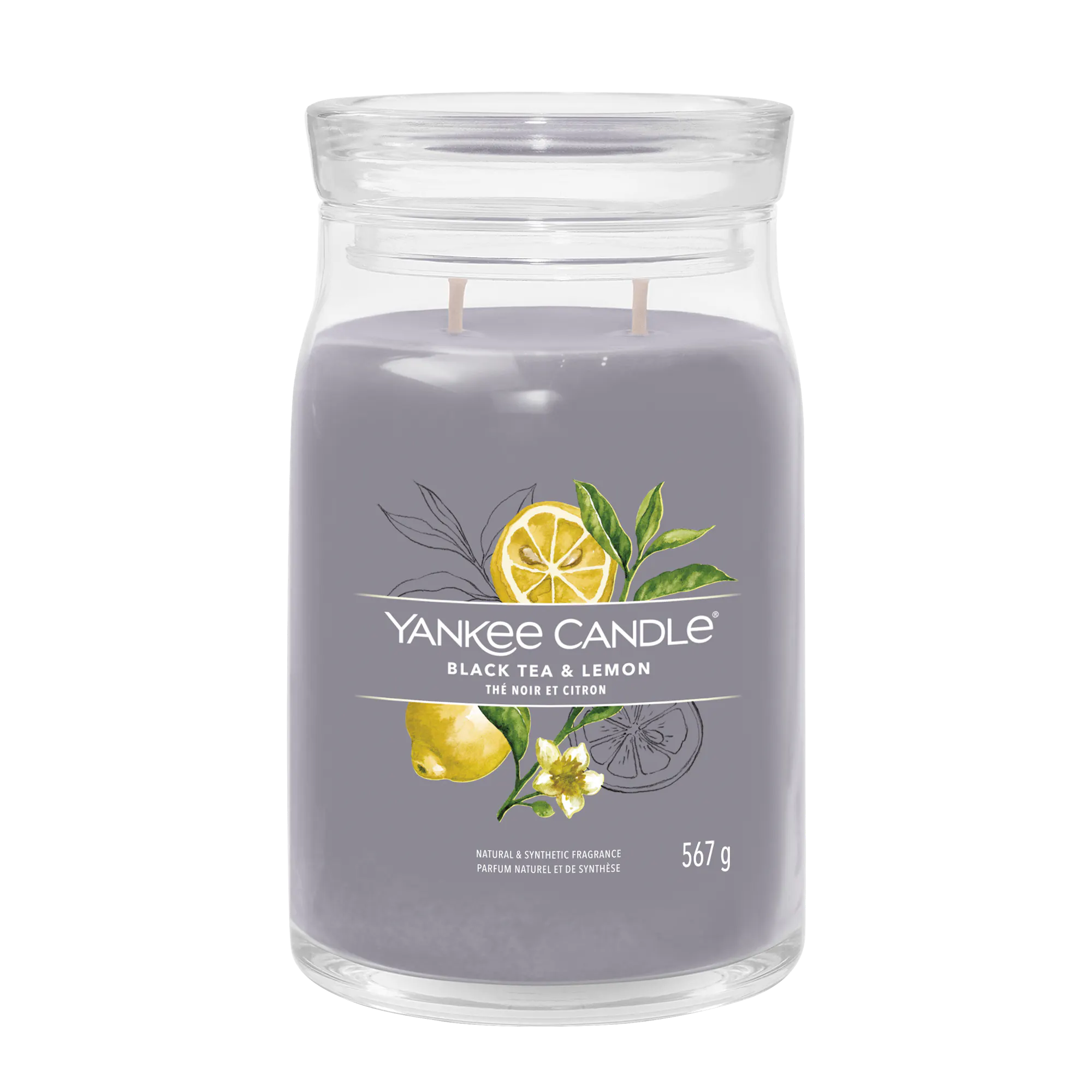 Black Tea & Lemon Candle Yankee Candle, Grey, 9.3cm x 15.7cm | Citrus