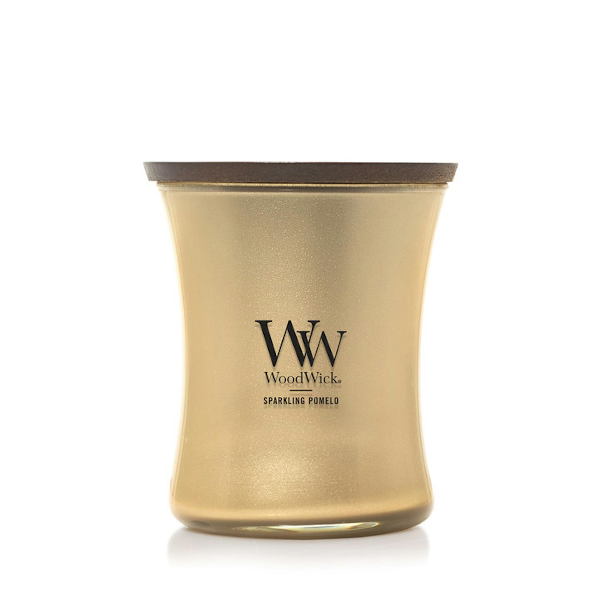 Woodwick Sparkling Pomelo  Precious Metals Medium Hourglass Candle, 9.7 oz