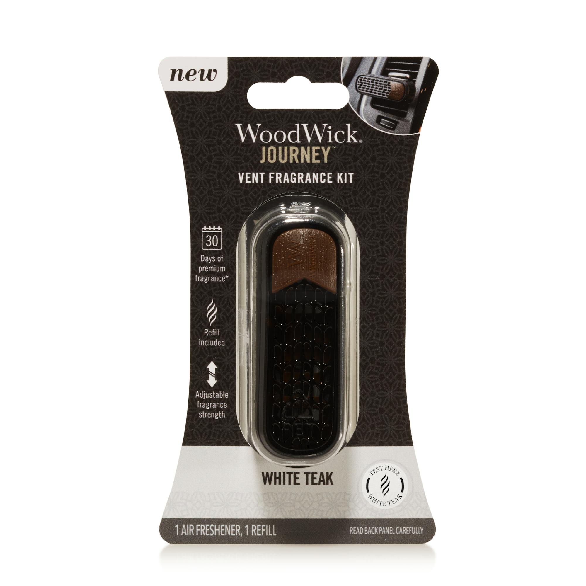 Woodwick White Teak  Journey Auto Vent Fragrance Kit, 0.384 oz