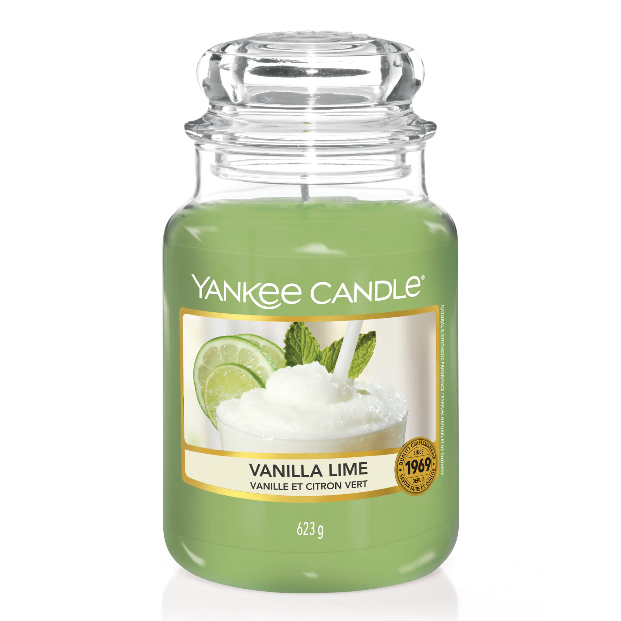 Vanilla Lime Candle Original Large Jar Candle Yankee Candle, Green, 10.7cm x 16.8cm | Sweet & Spicy