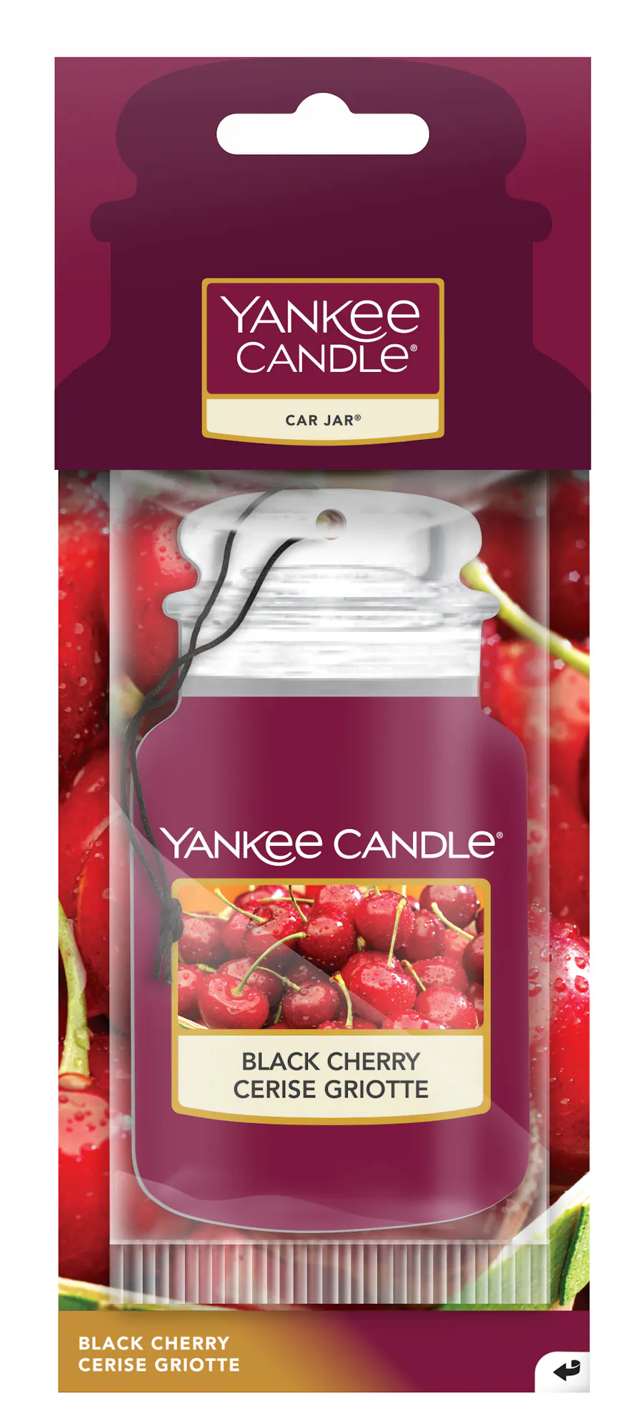 Black Cherry Car Air Freshener Car Jar® Yankee Candle, Red, 7.8cm x 19.7cm | Fruity