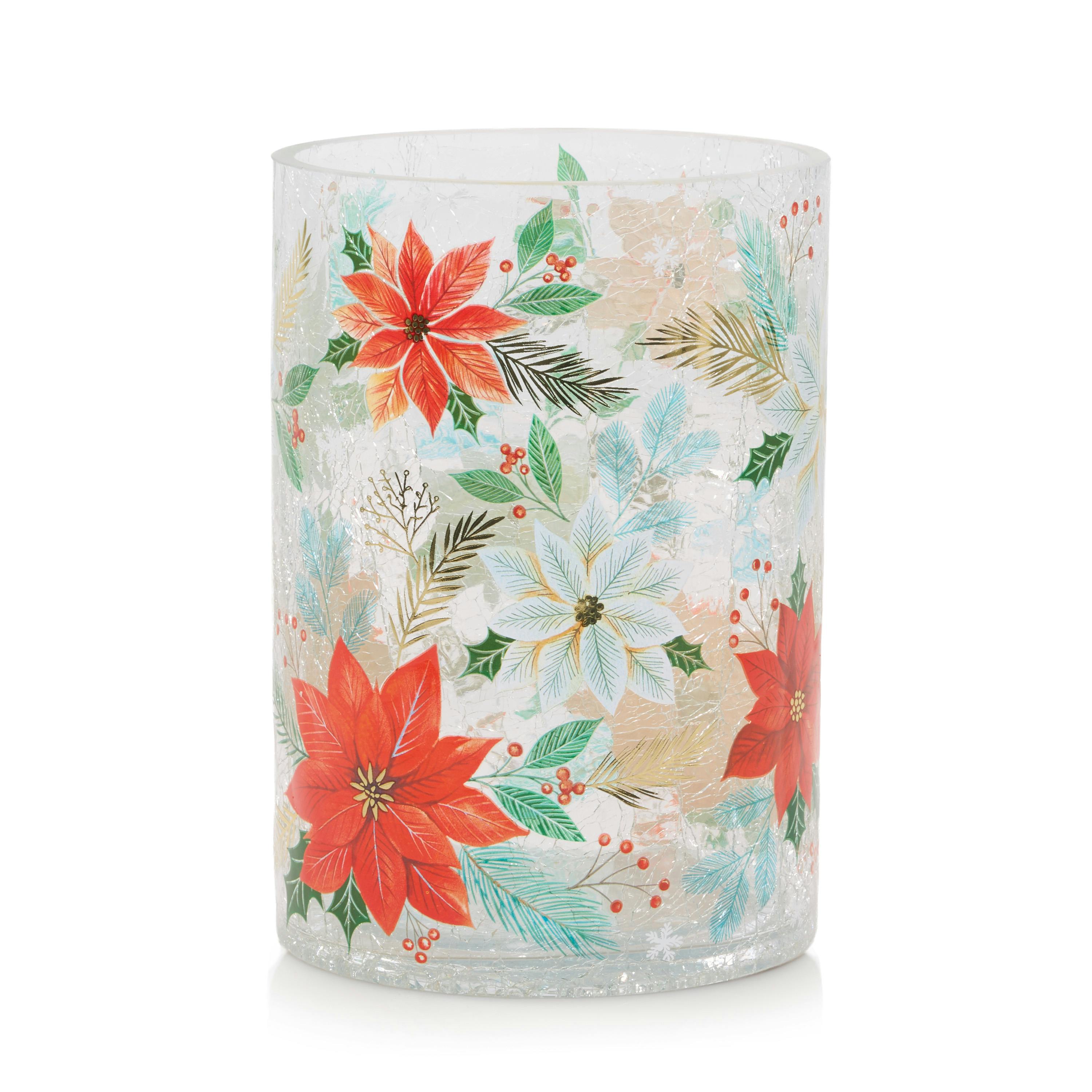 Crackle Poinsettia Jar Candle Holder