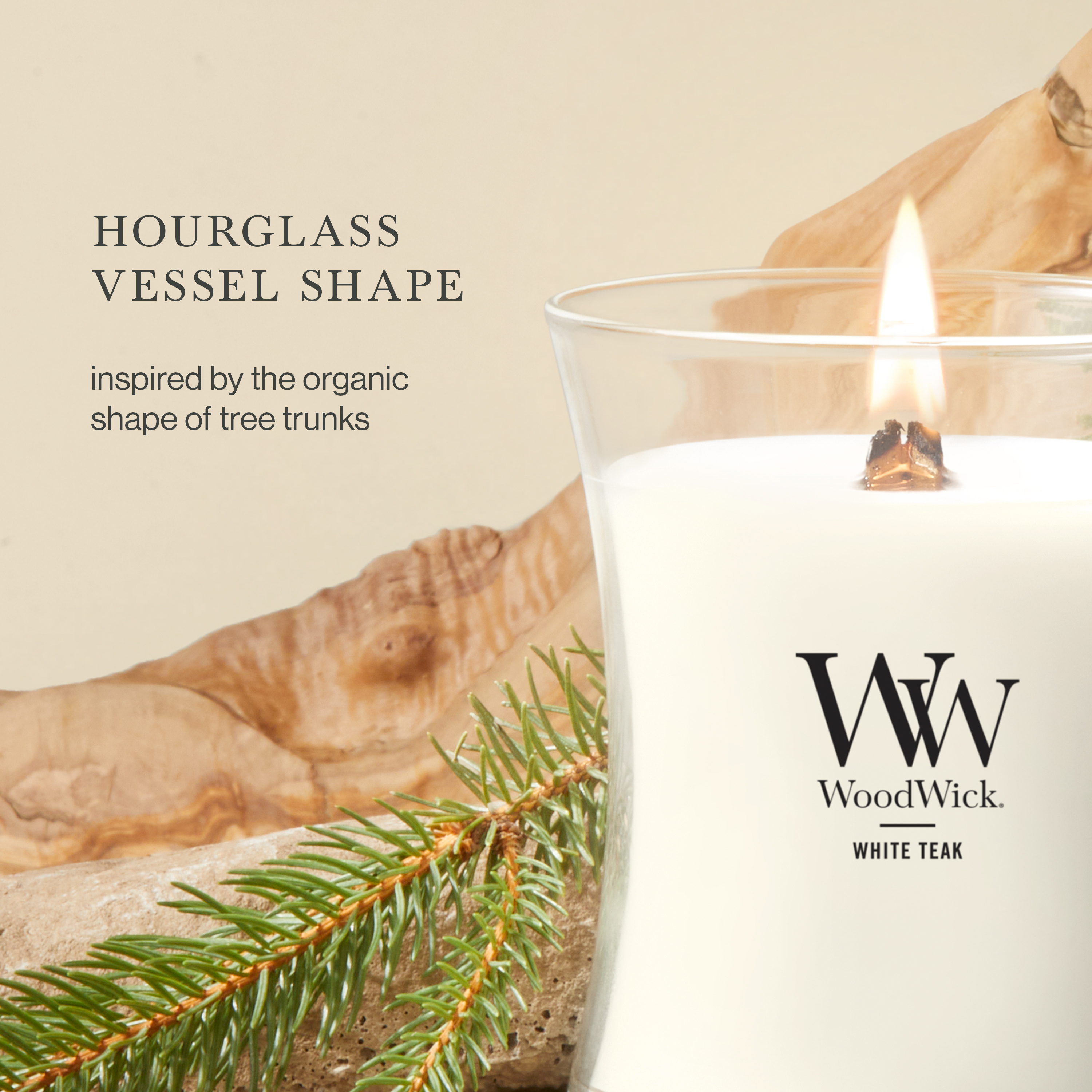White Teak WoodWick® Medium Hourglass Candle - Medium Hourglass