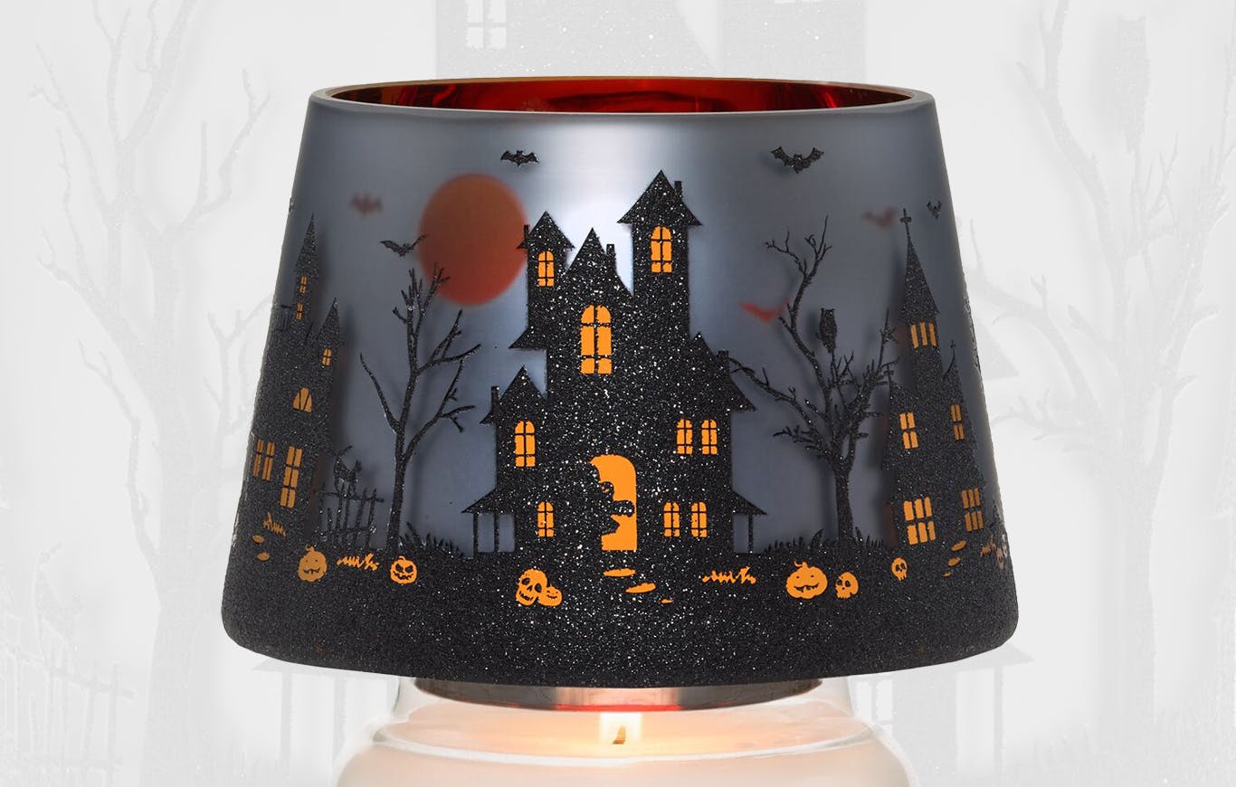 Flicker Halloween House Glass Shade