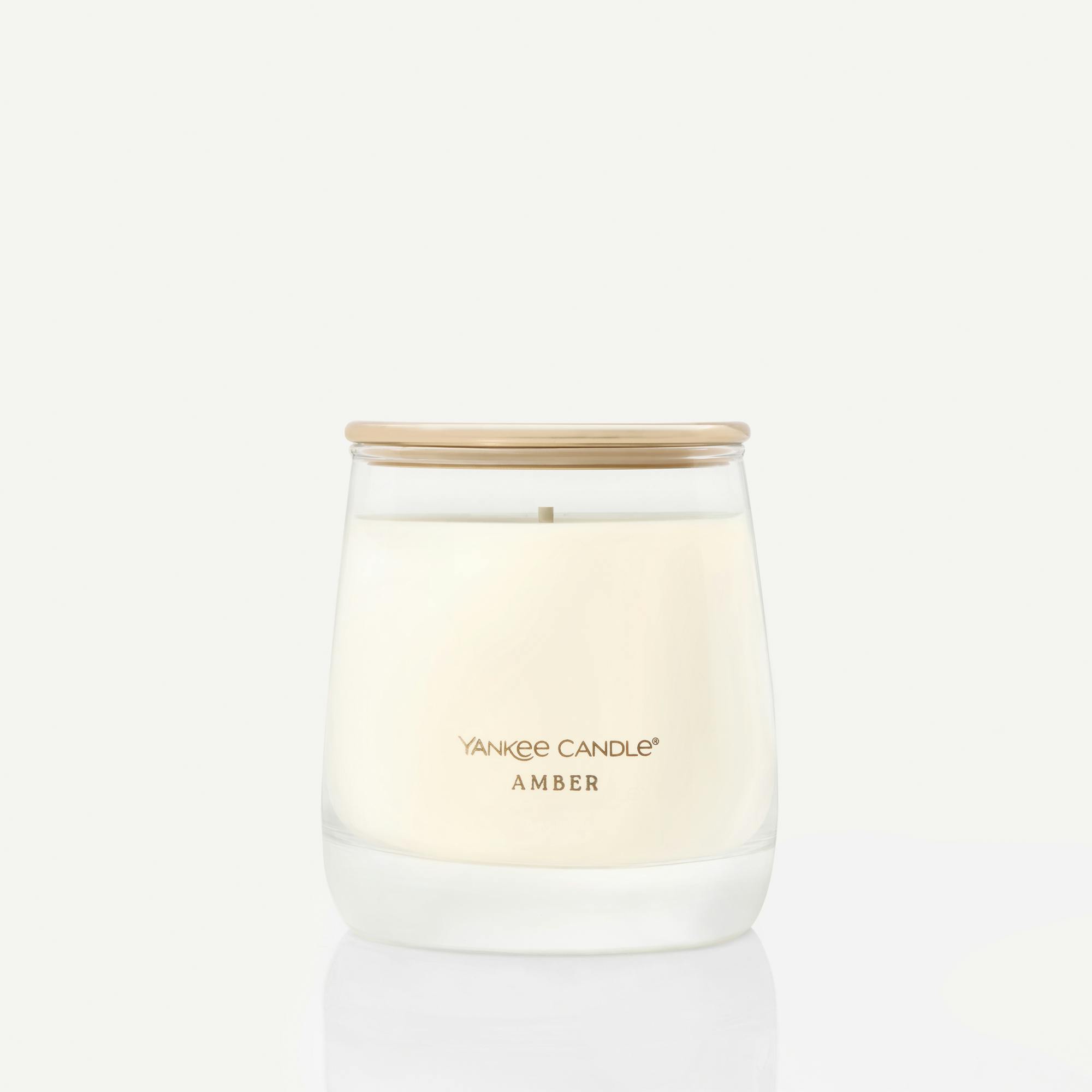 Yankee Candle Amber Premium Small Jar Candle, 7 oz In White