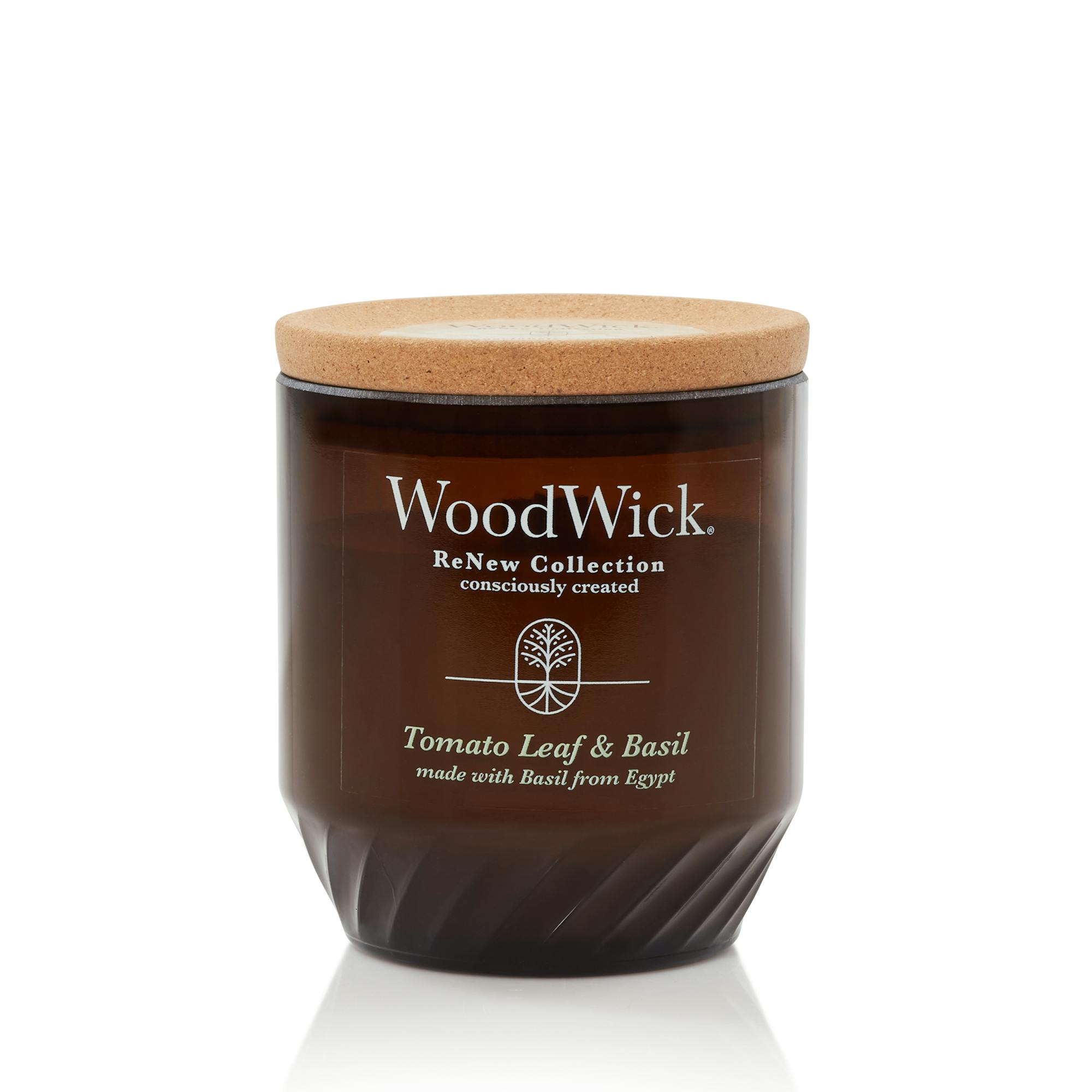 Woodwick Tomato Leaf And Basil  Medium Renew Candle, 6 oz