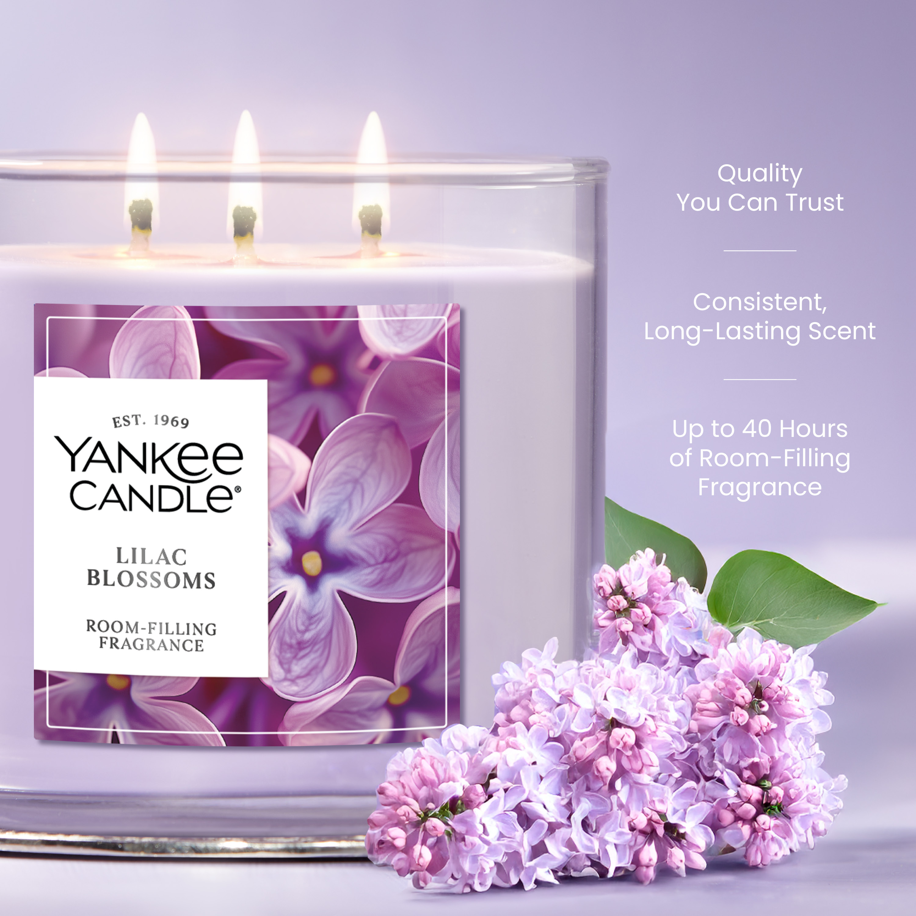 Lilac Blossoms 3-Wick Candle - Thumbnail 3