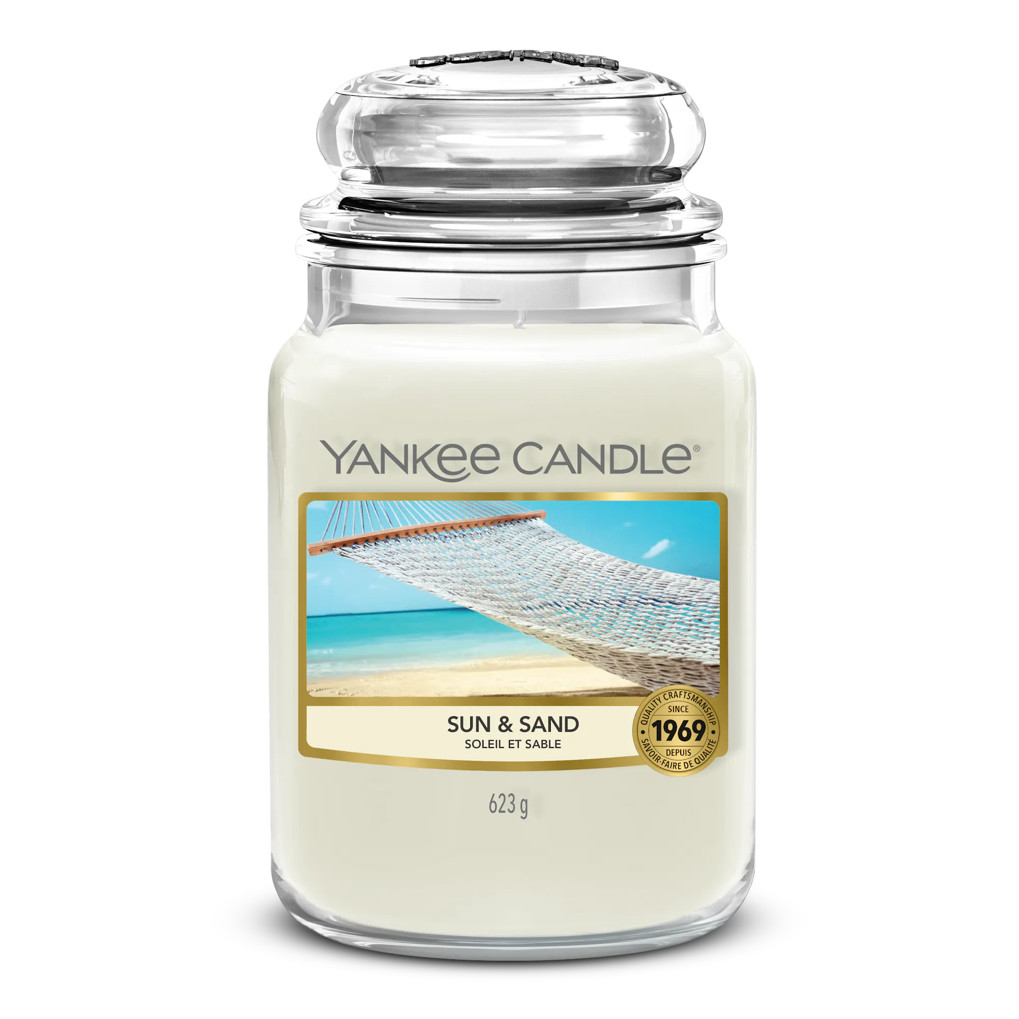 Sun & Sand Candle Original Large Jar Candle Yankee Candle, Neutrals, 10.7cm x 16.8cm | Floral