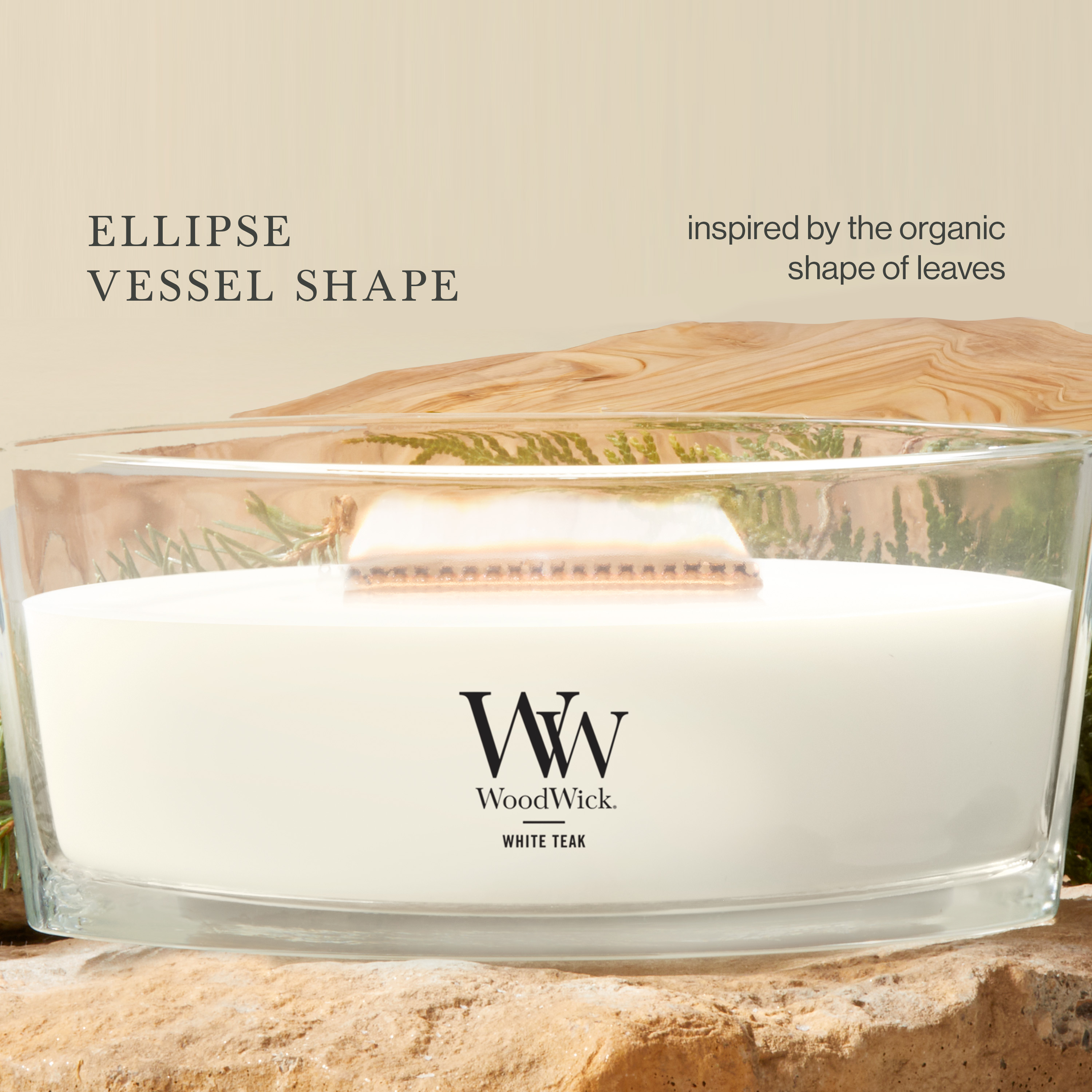 White Teak WoodWick® Ellipse Candle - Ellipse Candles | Yankee Candle