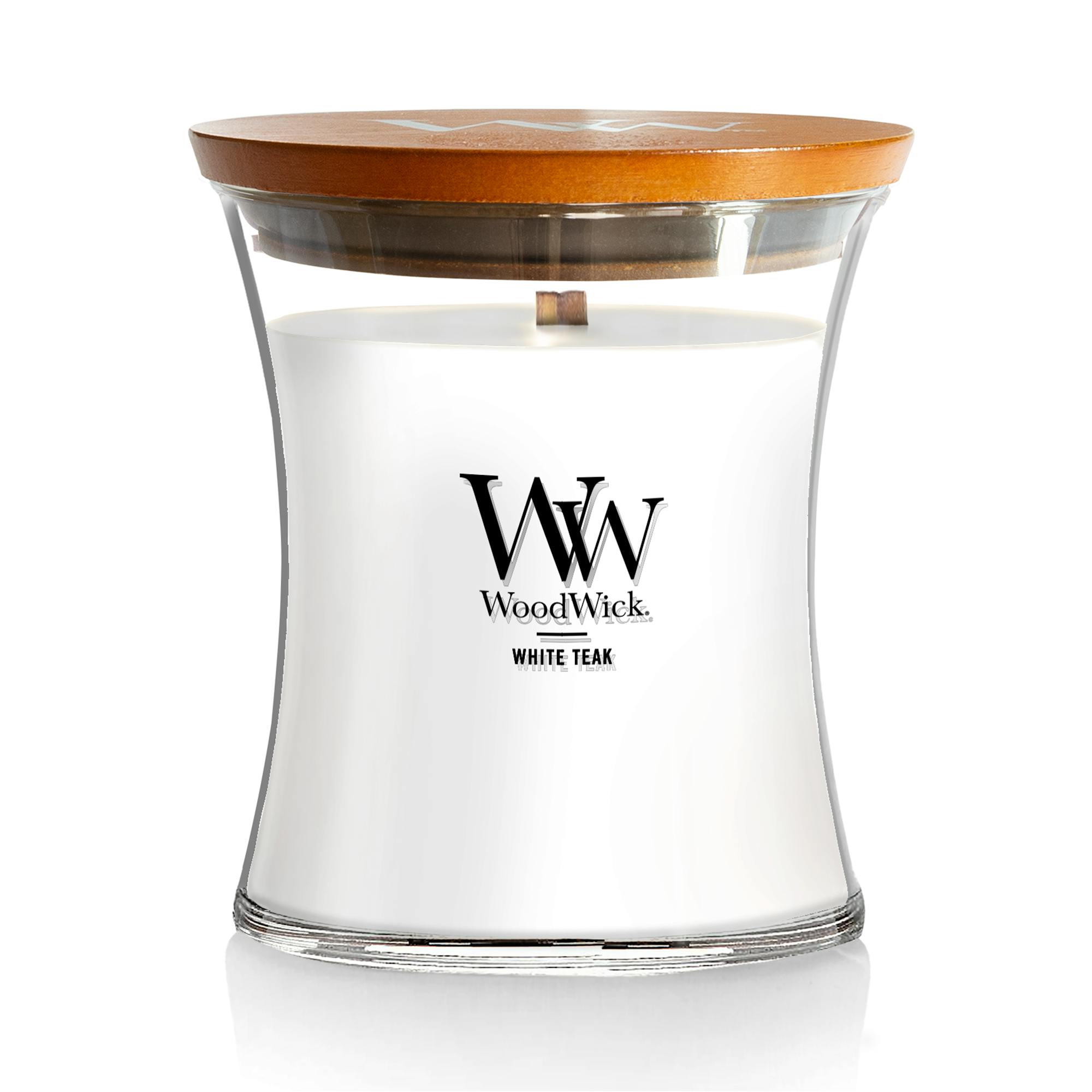 Woodwick White Teak  Medium Hourglass Candle, 97 oz