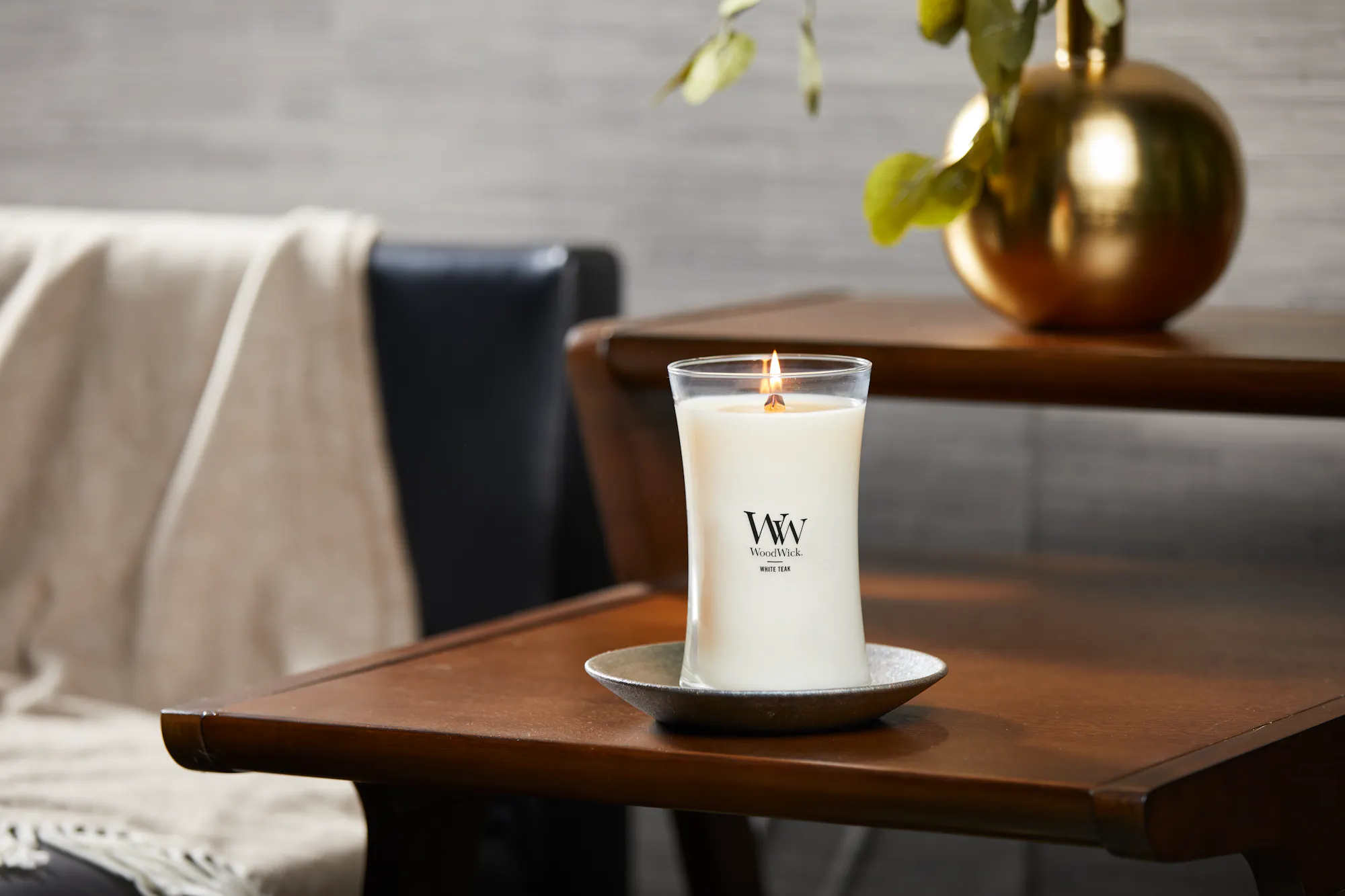 White Teak WoodWick® Large Hourglass Candle - Large Hourglass