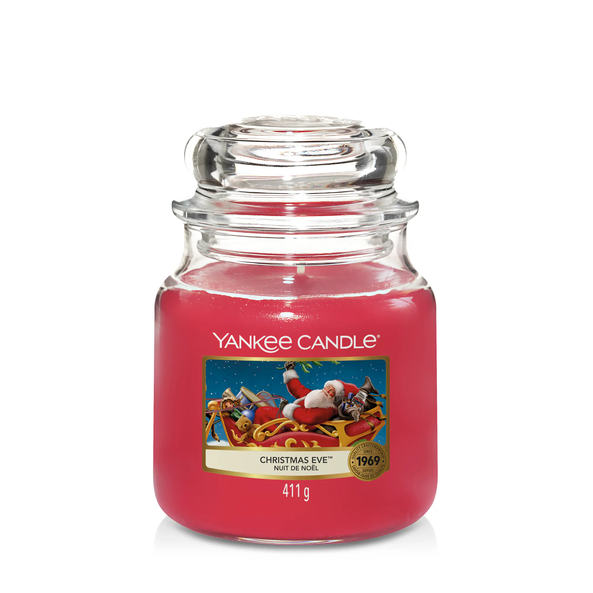 Christmas Eve Candle Original Medium Jar Candle Yankee Candle, Red, 10.7cm x 12.7cm | Sweet & Spicy