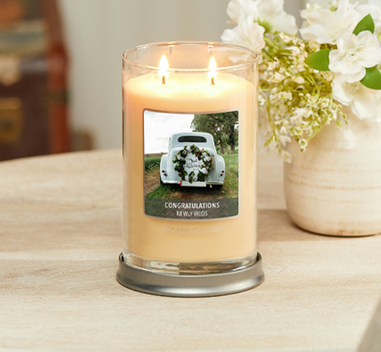 Personalised Photo Candle Label Sticker Yankee Inspired Pink Christmas 221