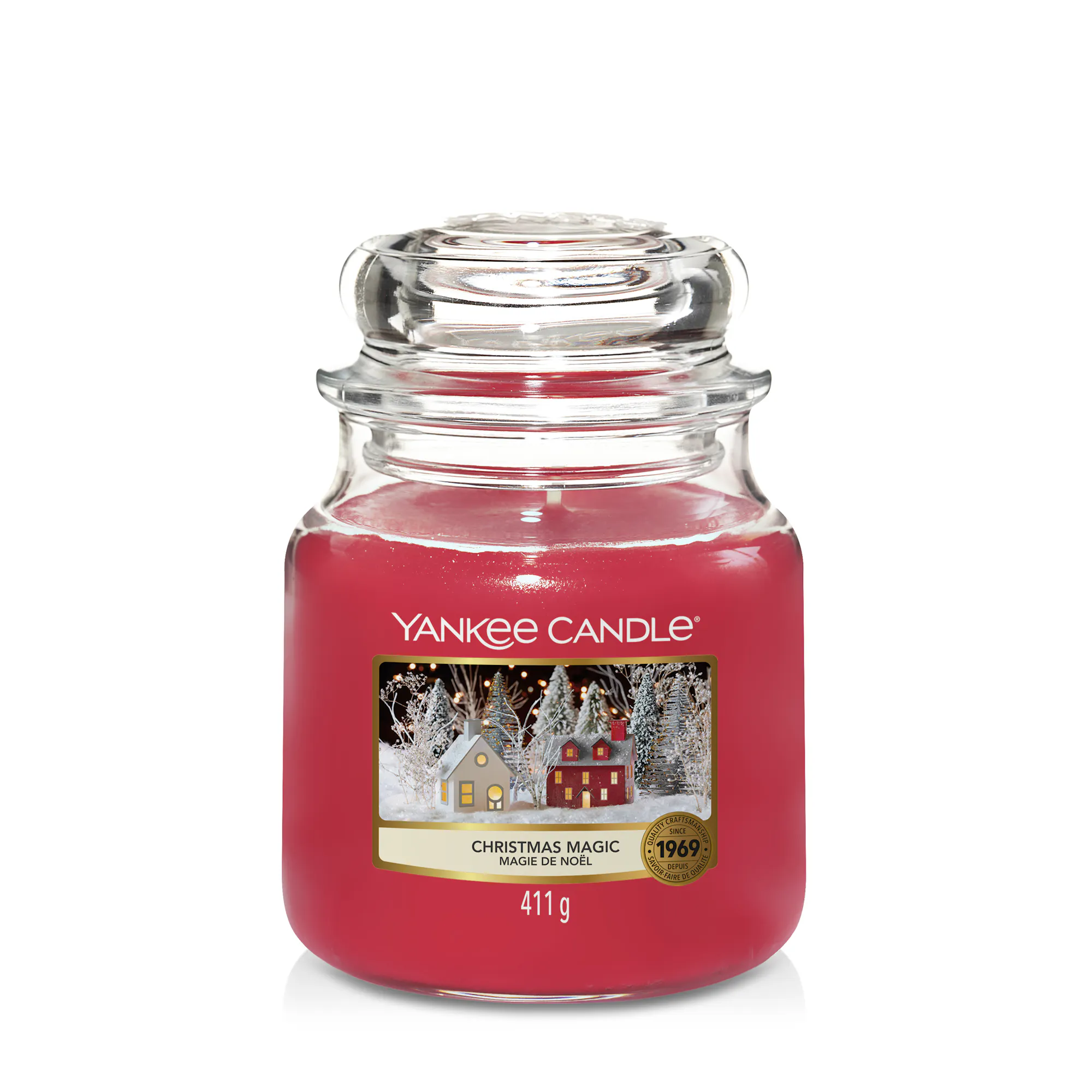 Christmas Magic Original Medium Jar Candle Yankee Candle, Red, 10.7cm x 12.7cm | Sweet & Spicy