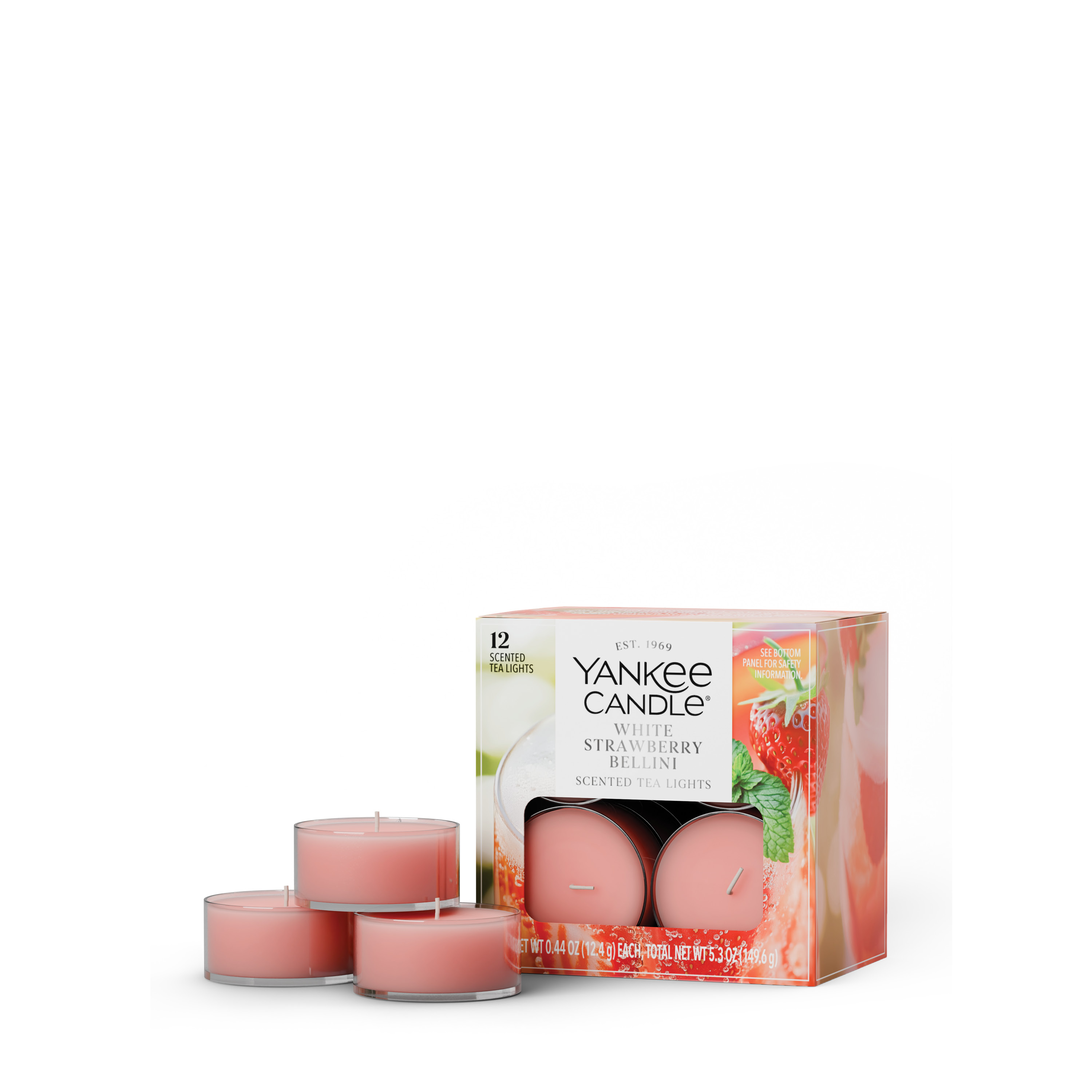 White Strawberry Bellini Tea Light Candles