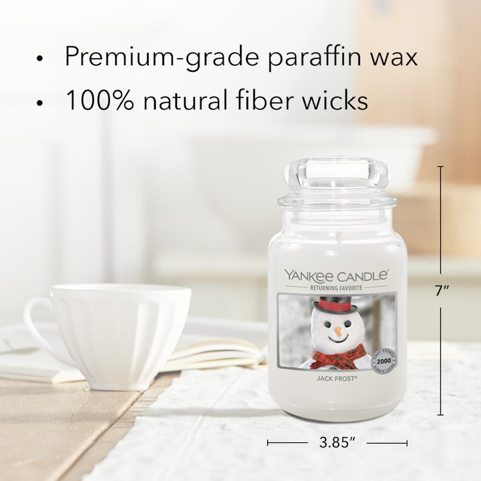 jack frost original large jar candle with product information