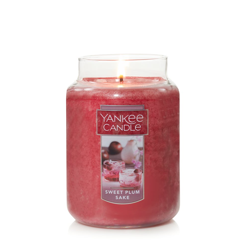 sweet plum sake original jar candle lit