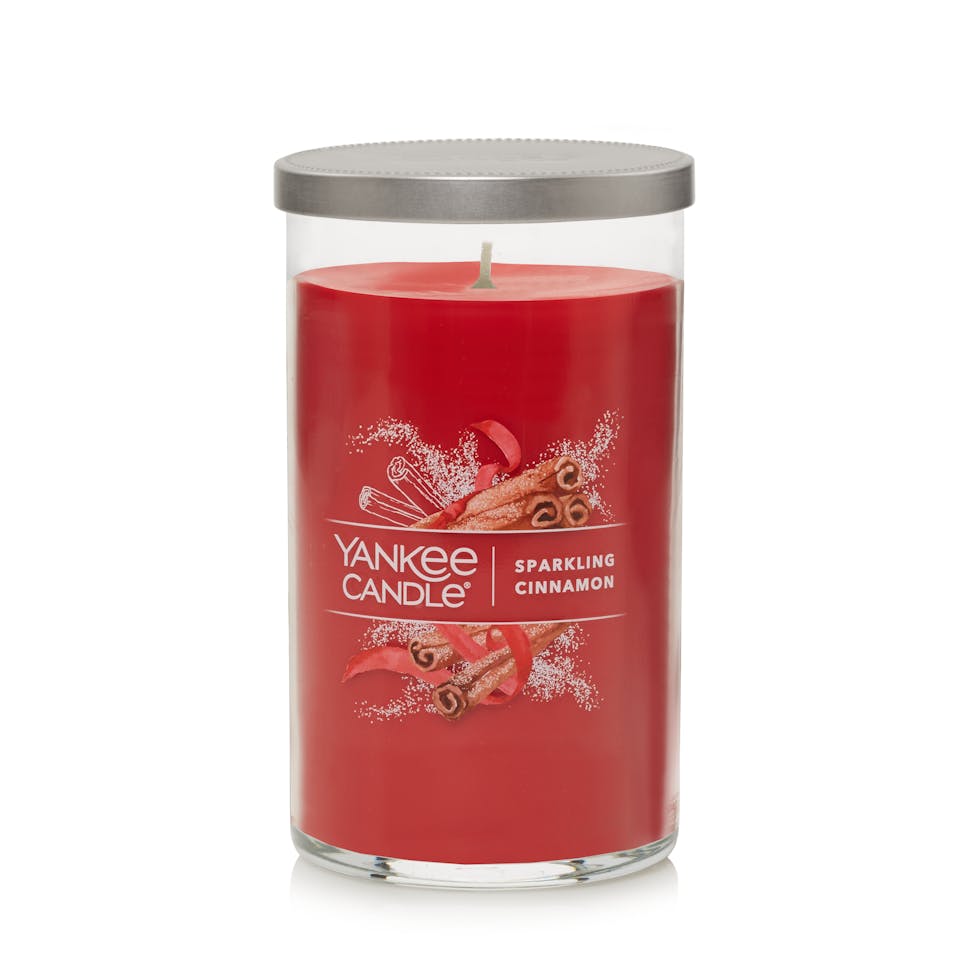 sparkling cinnamon signature medium pillar candle