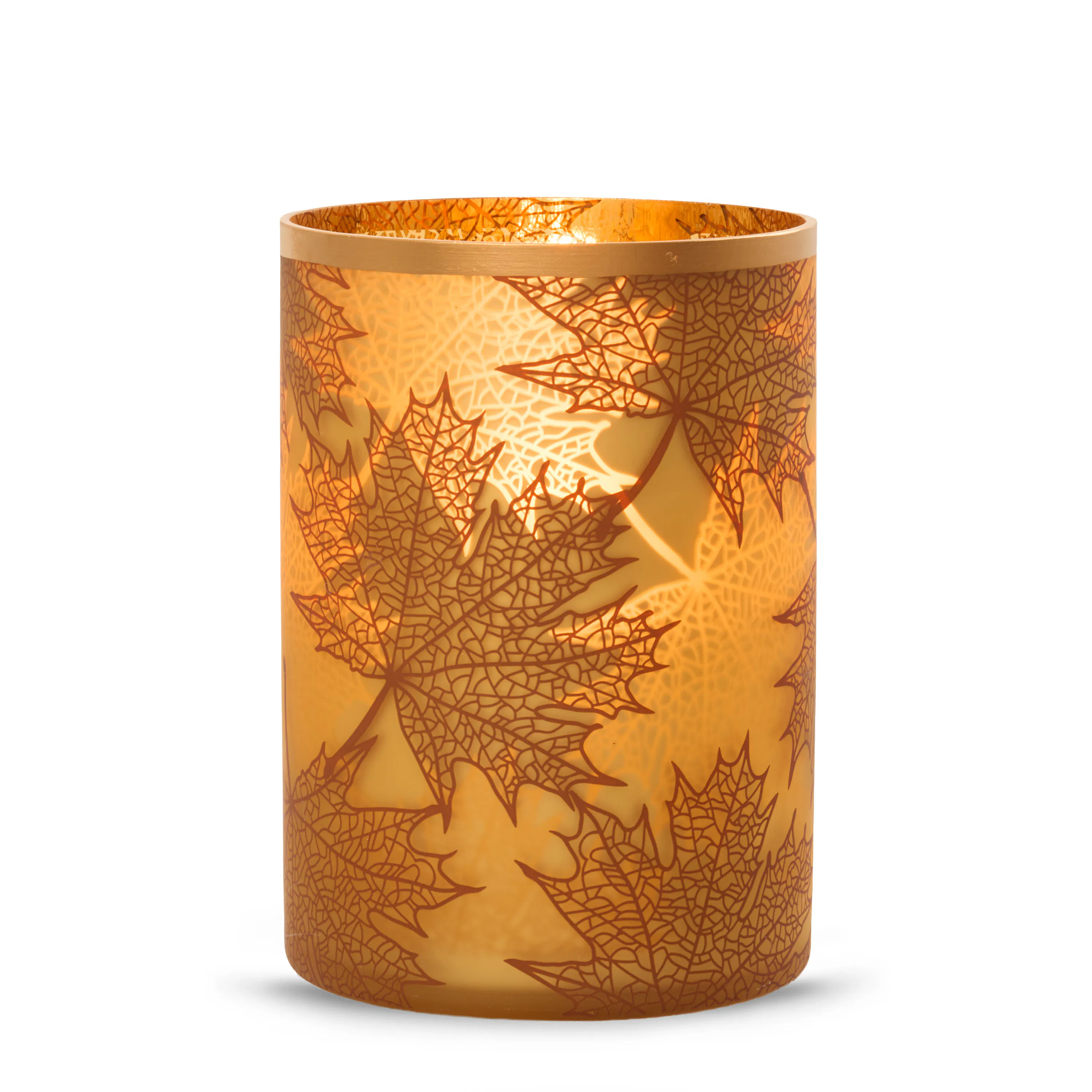 Crackle Leaves Jar Candle Holder