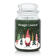 balsam and cedar large jar candle with wintery gnome label