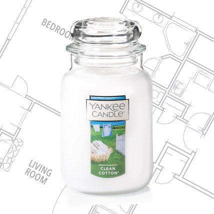 clean cotton original large jar candle on house blueprint