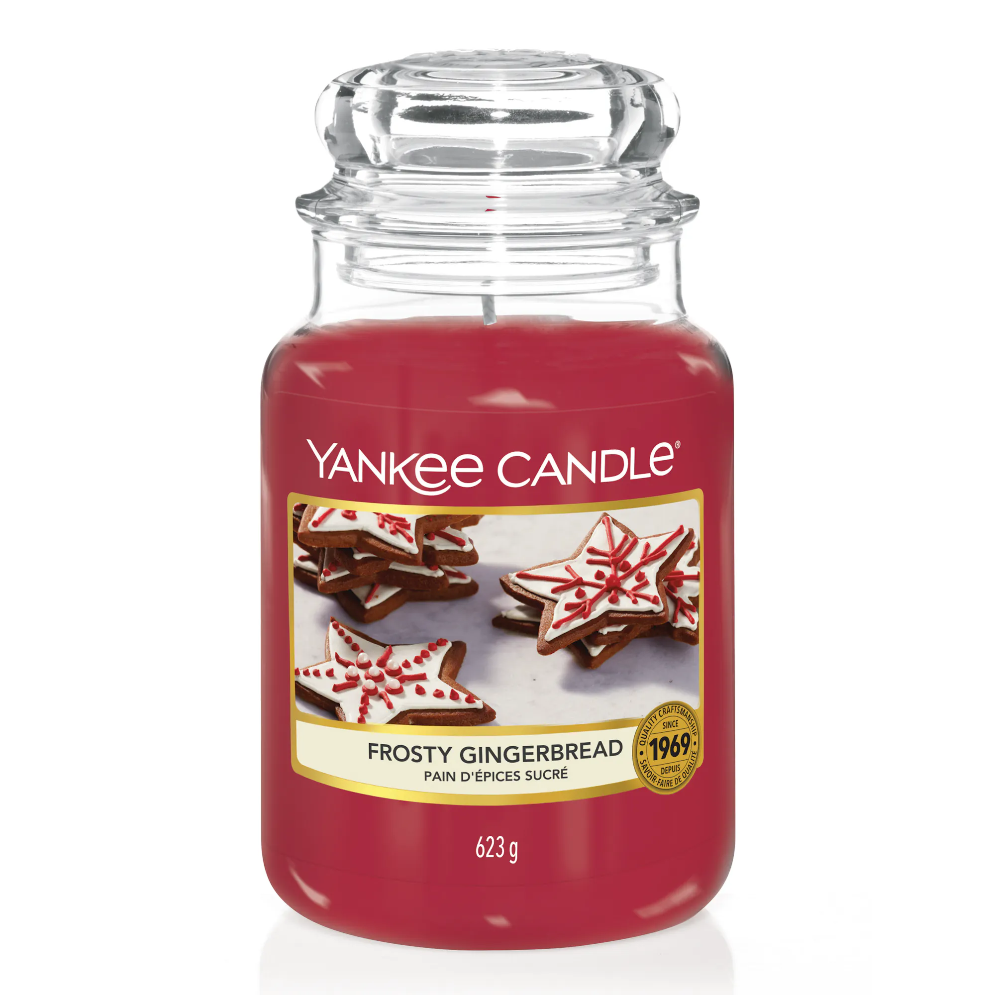 Frosty Gingerbread Candle Original Large Jar Candle Yankee Candle, Red, 10.7cm x 16.8cm | Sweet & Spicy