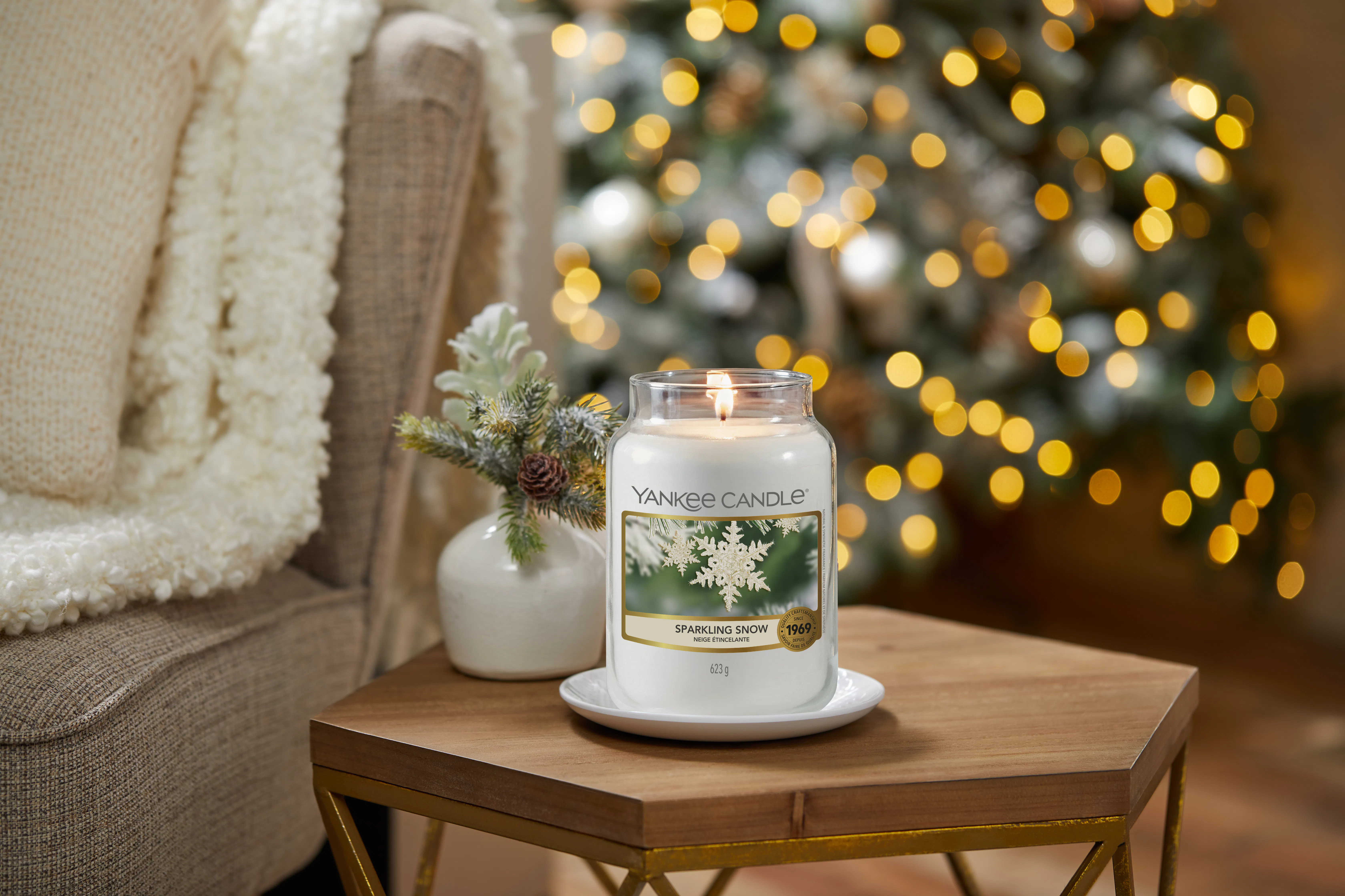Grande Bougie Pilier Yankee Candle Deux Mèches - Senteur Fraîche Bay Leaf Wreath