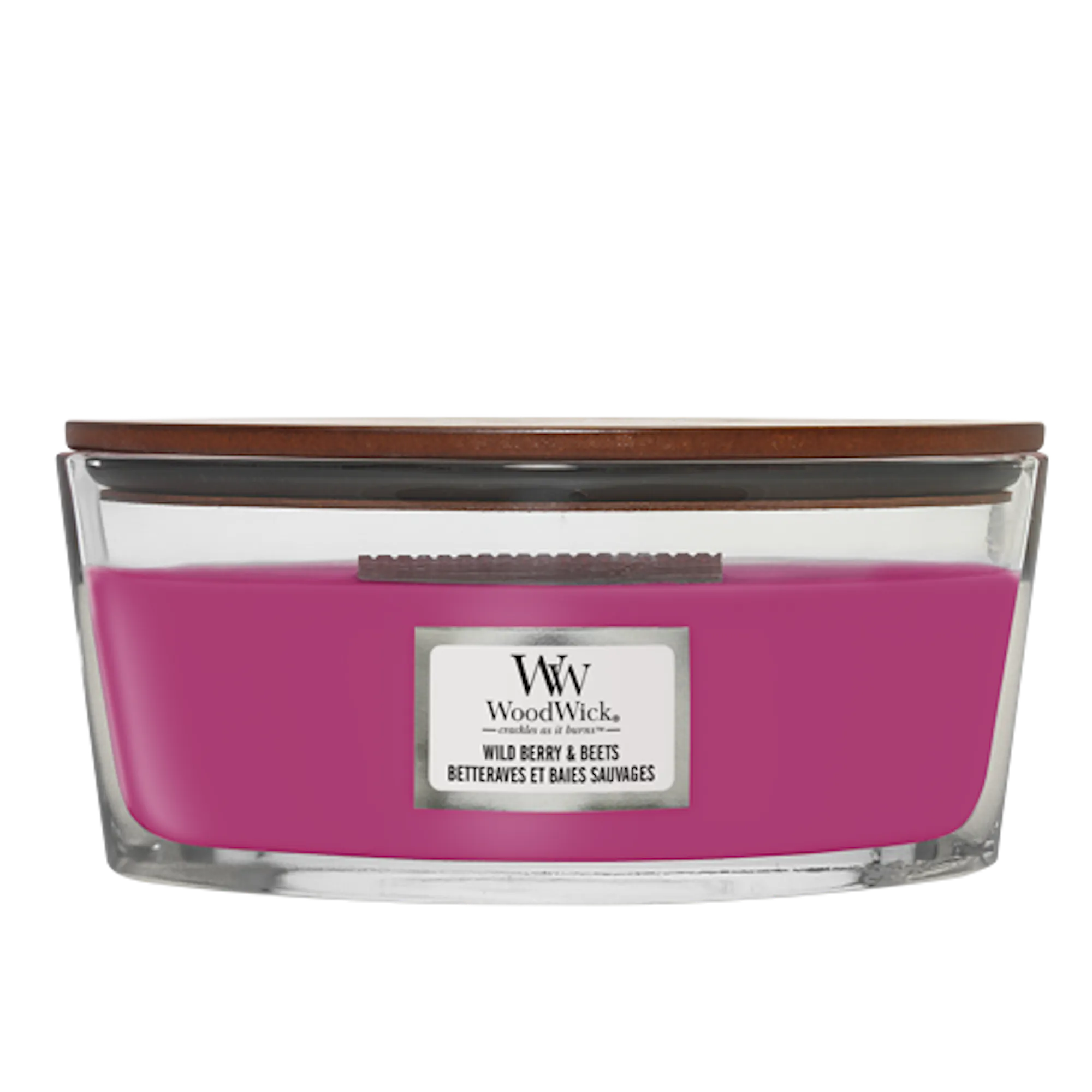 Wild Berry & Beets Candle Ellipse Candle WoodWick, Pink, 9.2cm x 19.1cm x 12.1cm | Fruity