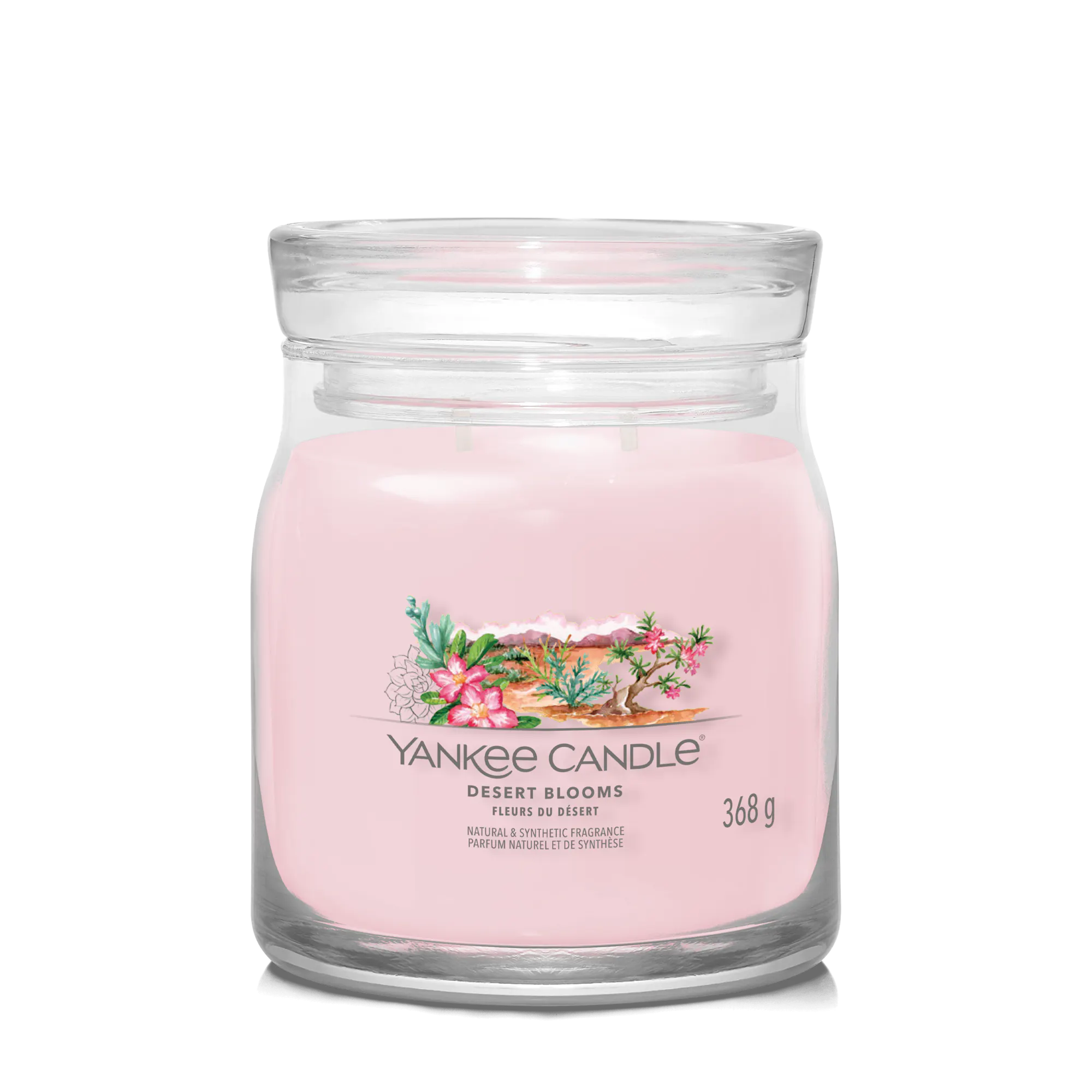 Desert Blooms Candle Signature Medium Jar Candle Yankee Candle, Pink, 9.3cm x 11.4cm | Woody