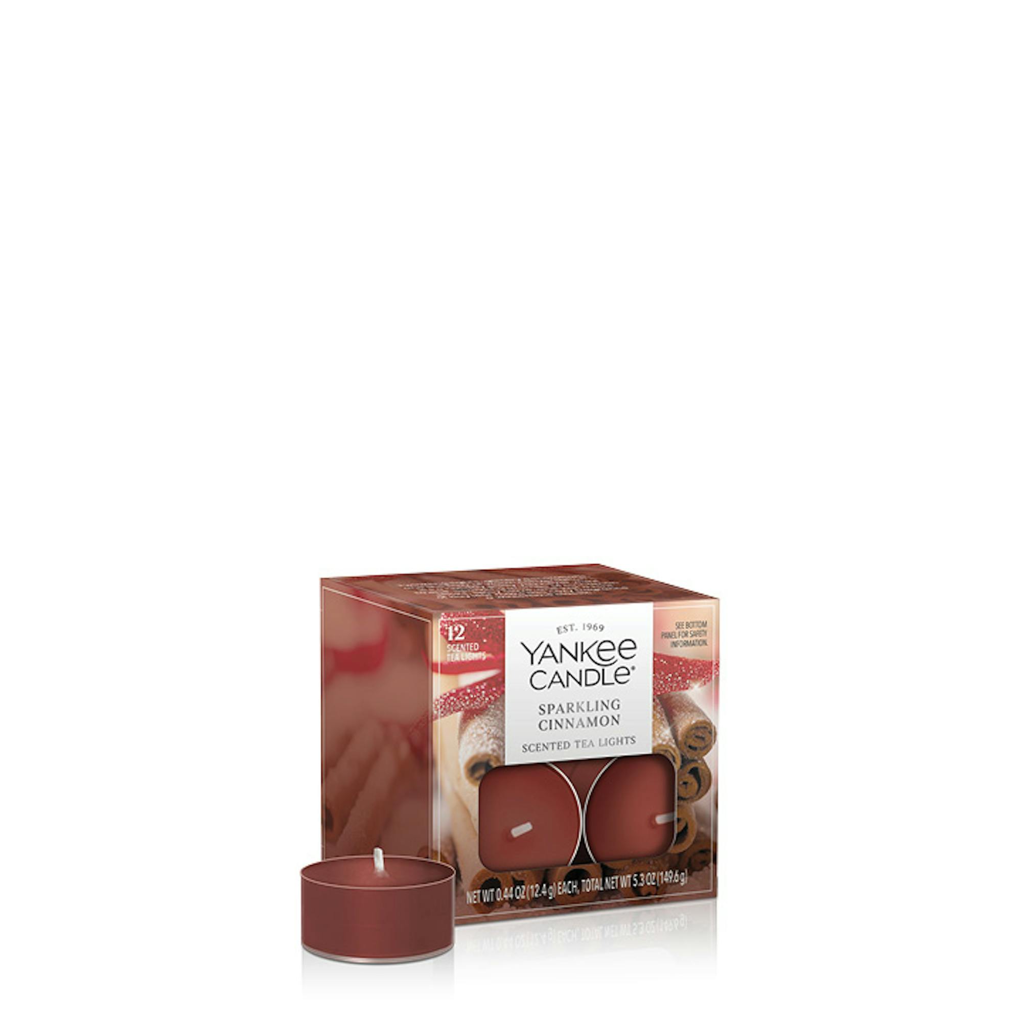 Yankee Candle Sparkling Cinnamon Tea Light Candles, 0.44 oz Each