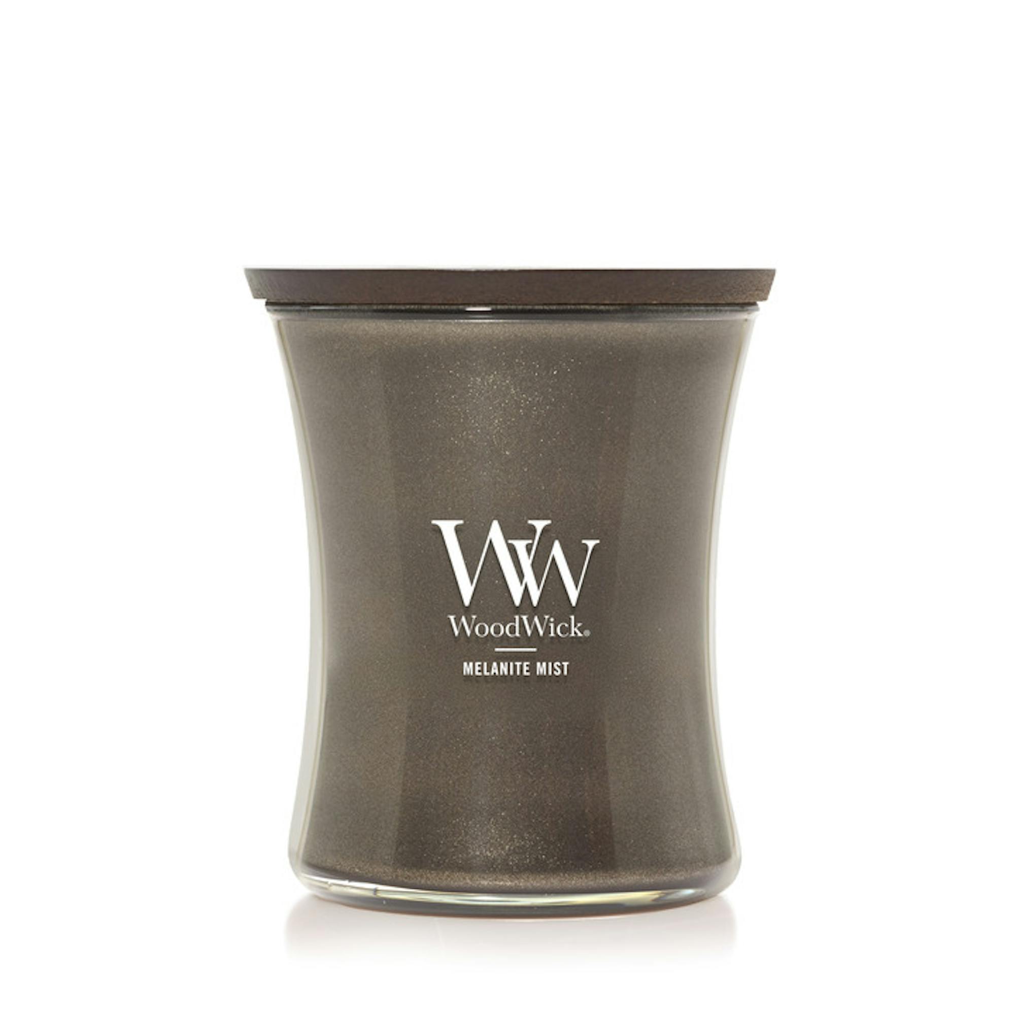 Woodwick Melanite Mist  Precious Metals Medium Hourglass Candle, 9.7 oz