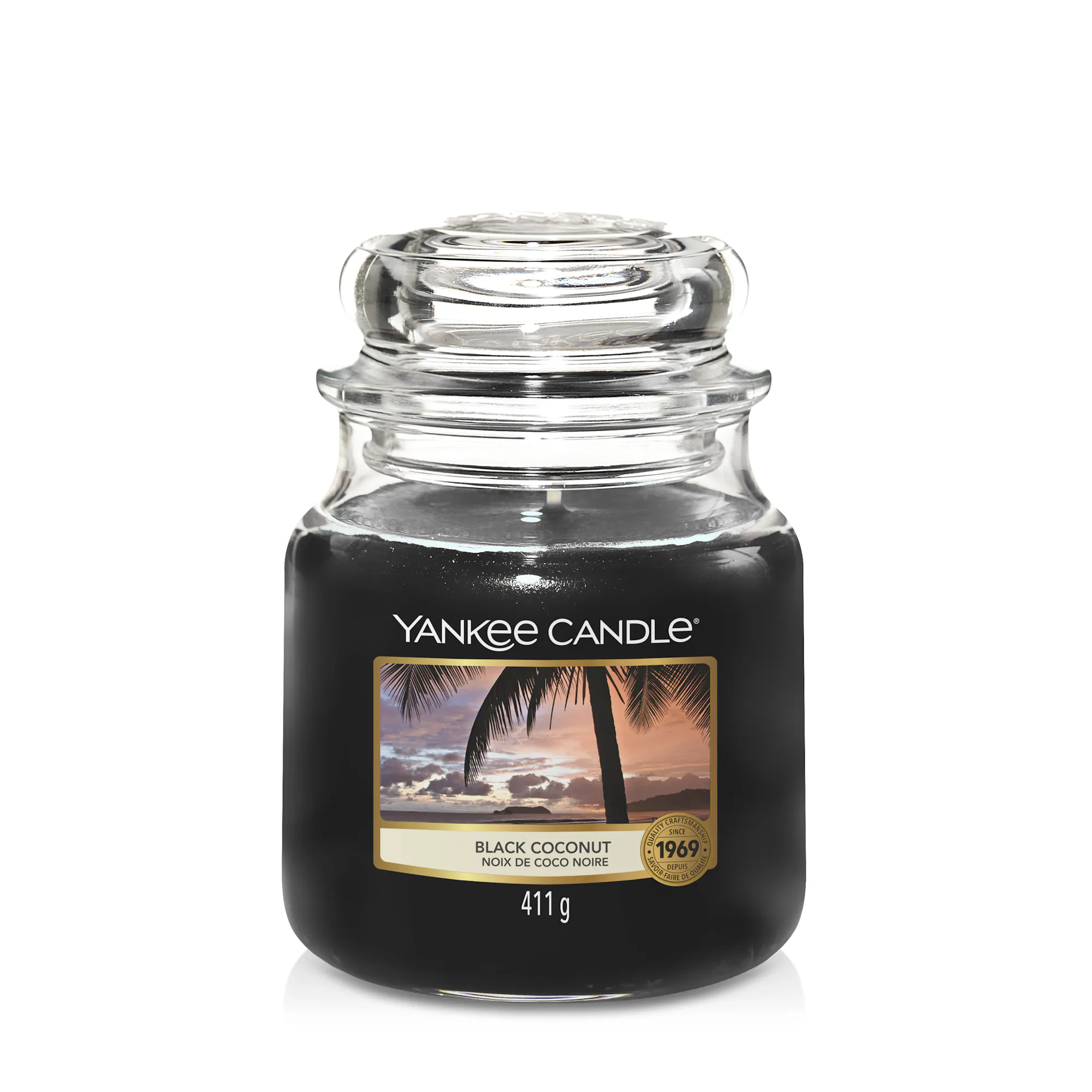 Black Coconut Candle Original Medium Jar Candle Yankee Candle, 10.7cm x 12.7cm | Floral