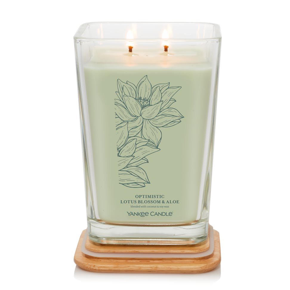 well living collection optimistic lotus blossom and aloe large square candle
