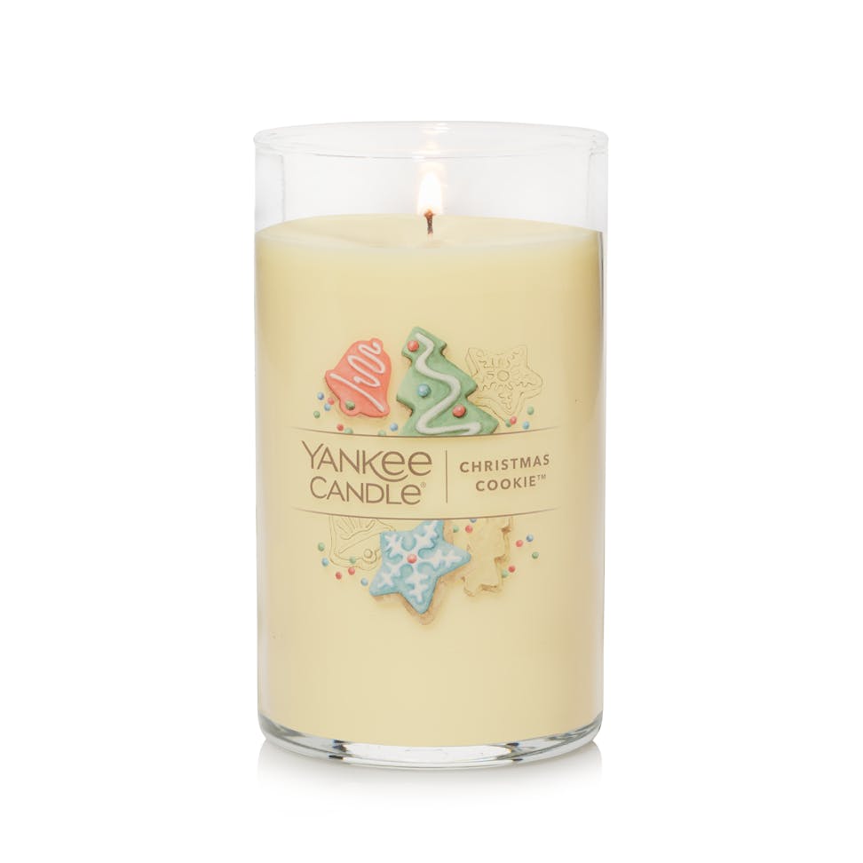 lit christmas cookie signature medium pillar candle