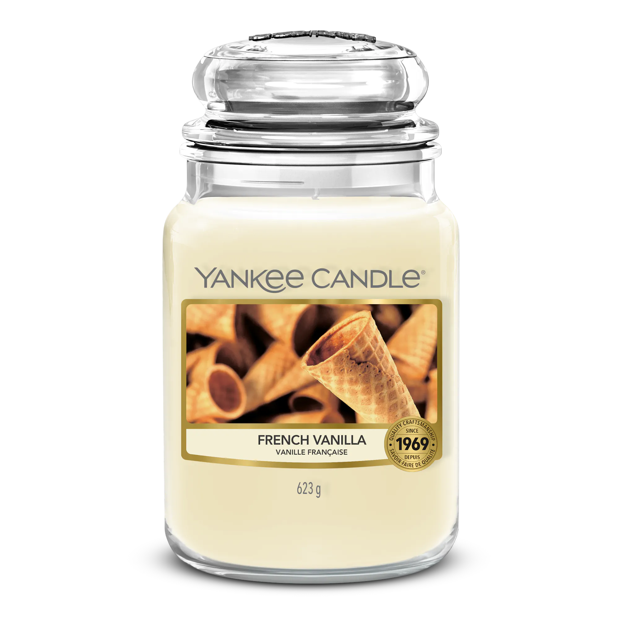 French Vanilla Candle Original Large Jar Candle Yankee Candle, Neutrals, 10.7cm x 16.8cm | Sweet & Spicy