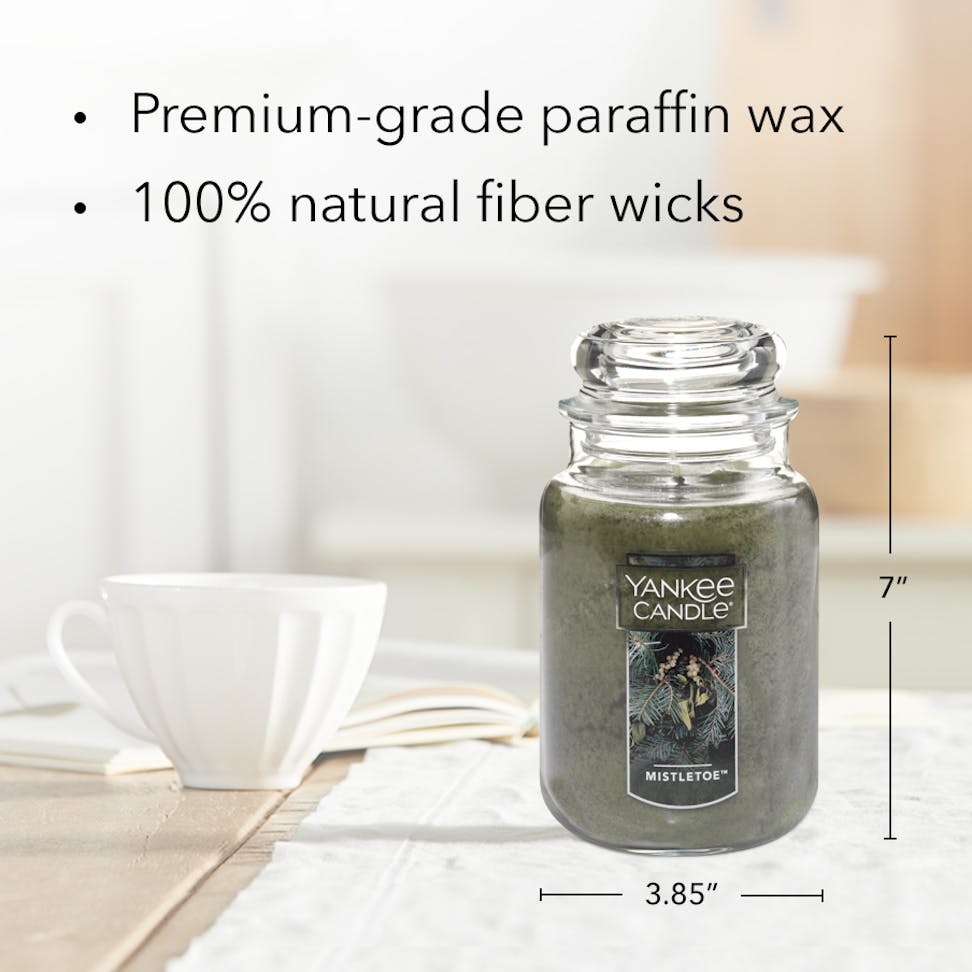 mistletoe original large jar candle with product information
