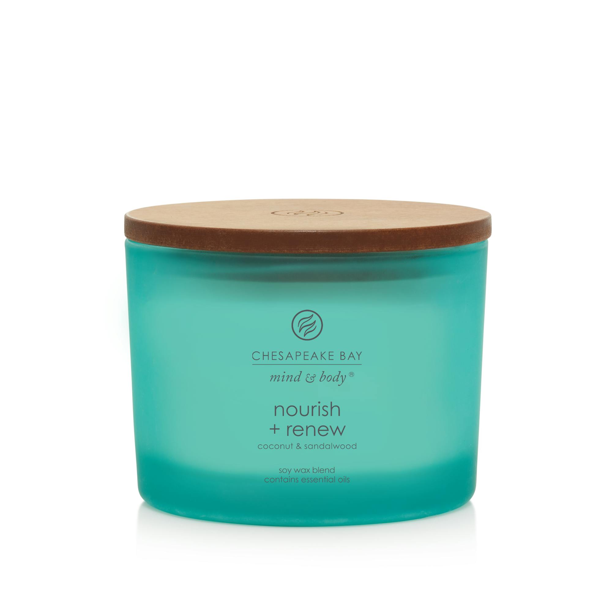 Chesapeake Bay Candle Nourish + Renew (coconut And Sandalwood)  3-wick Coffee Table Jar, 11 oz