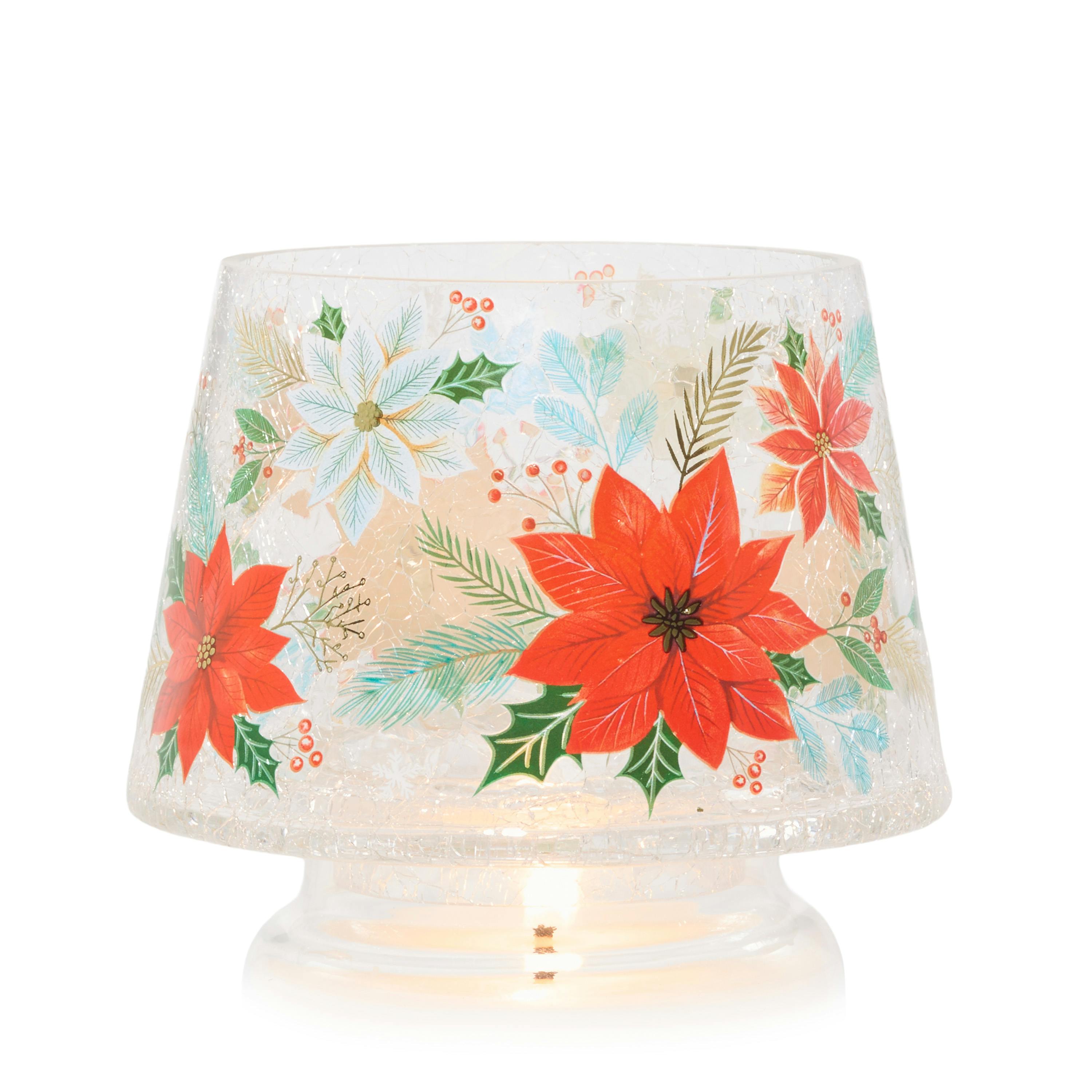 Crackle Poinsettia Jar Shade