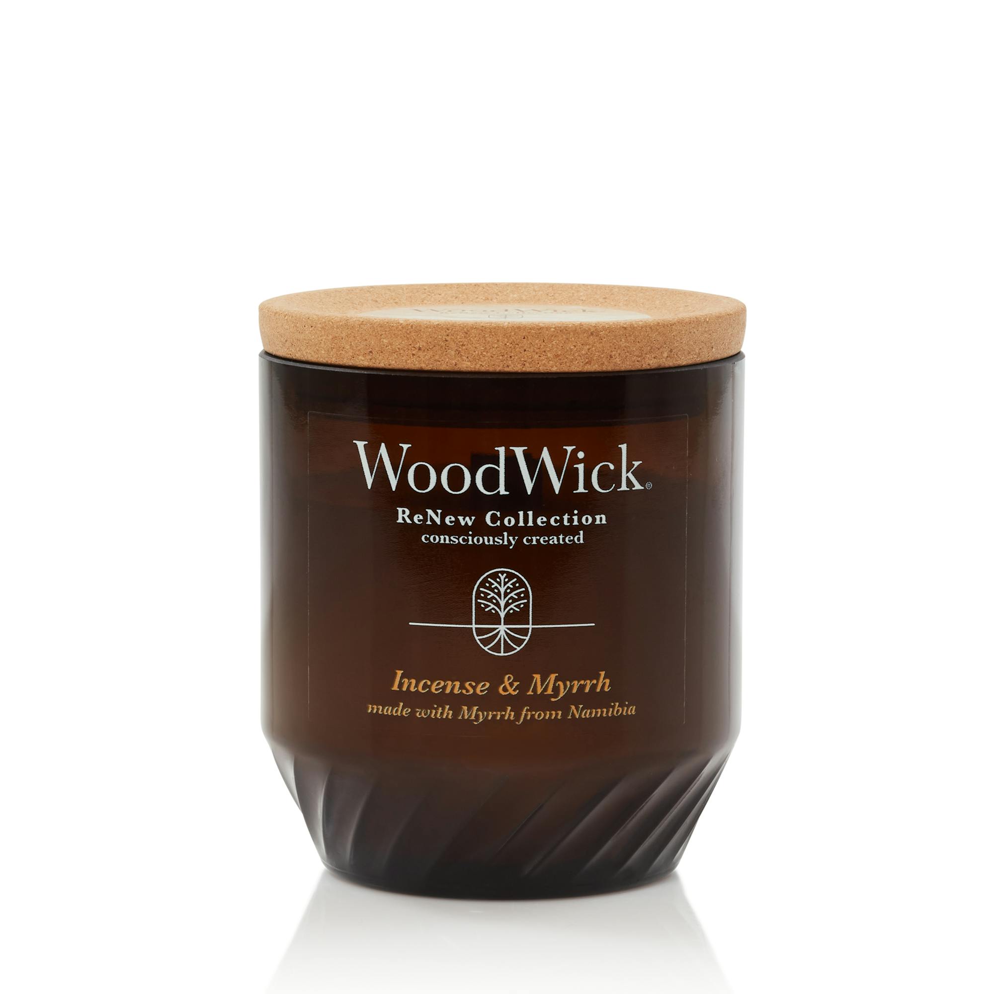 Woodwick Incense And Myrrh  Medium Renew Candle, 6 oz In Brown