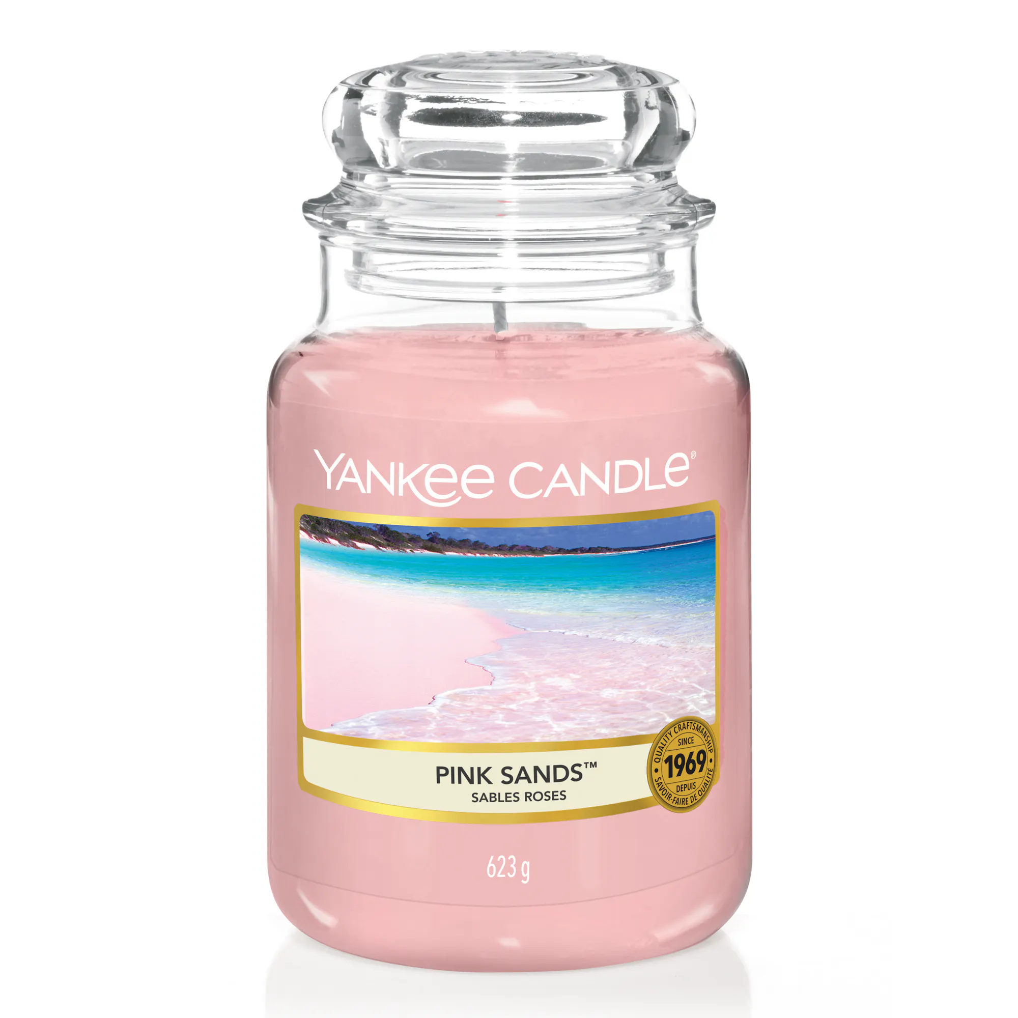Pink Sands Candle Original Large Jar Candle Yankee Candle, 10.7cm x 16.8cm | Floral