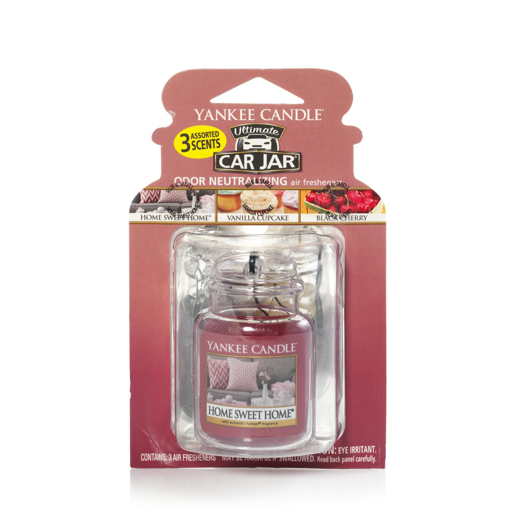 Yankee Candle Black Cherry/home Sweet Home/vanilla Cupcake Car Jar Ultimate (bonus 3-pack), 2.4 oz