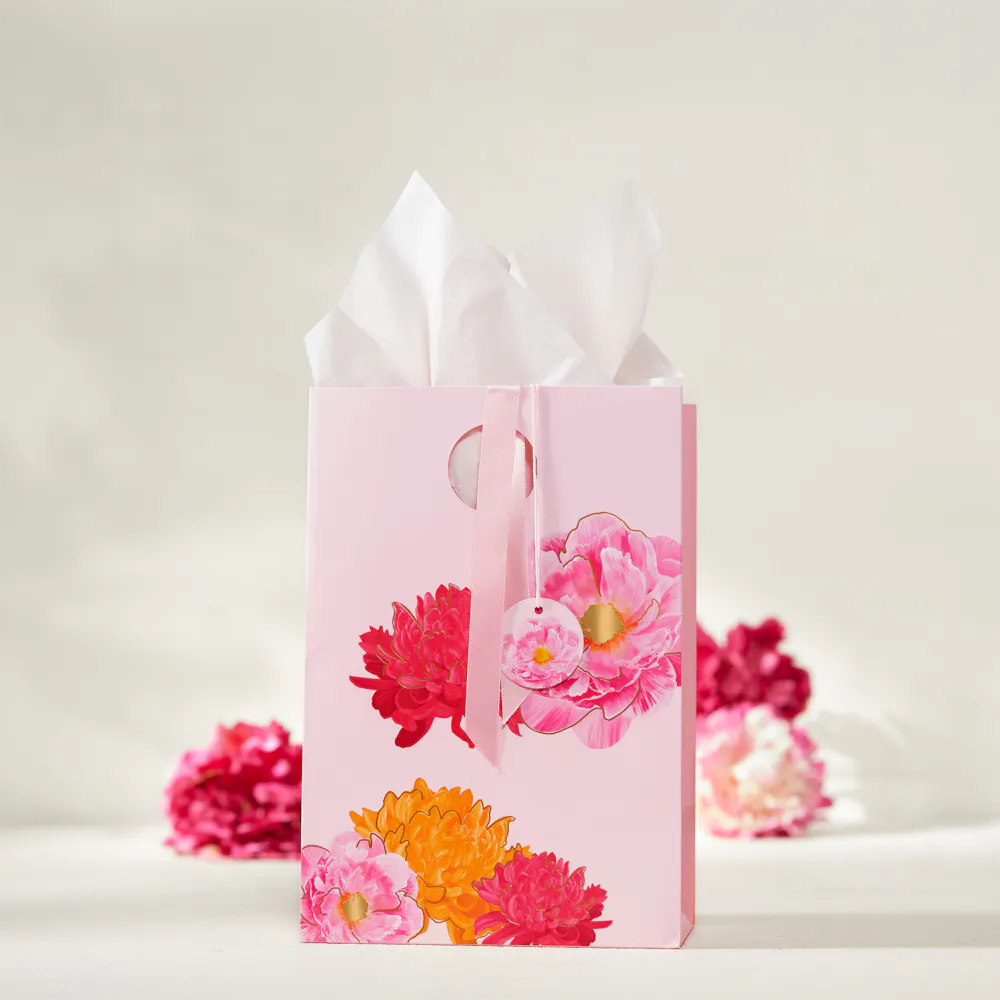 Pink Peony Floral Gift Bag