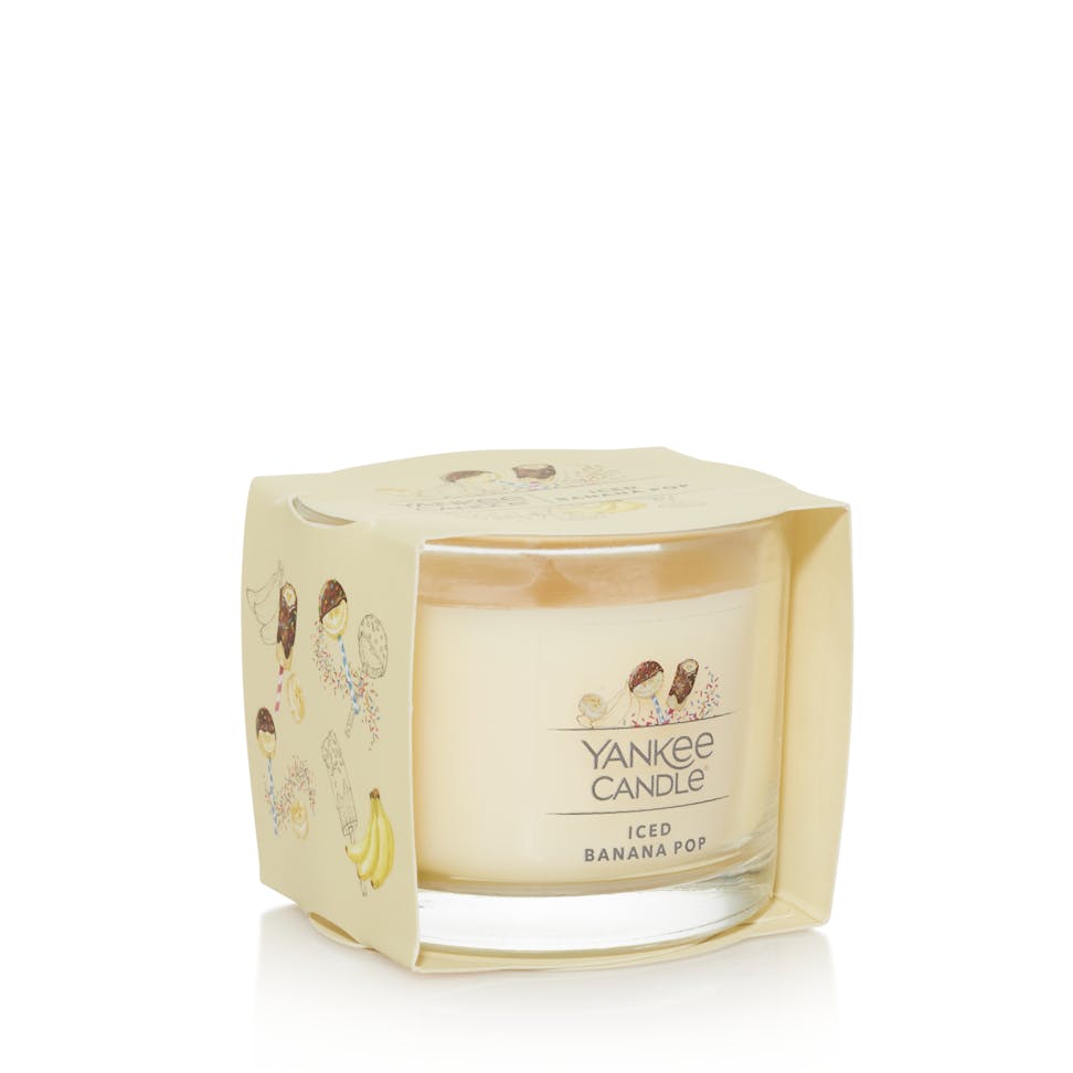 iced banana pop mini candle in packaging