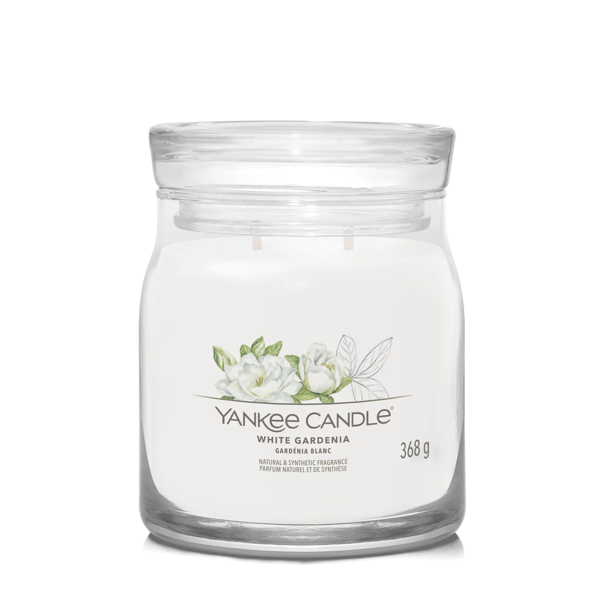 White Gardenia Candle Signature Medium Jar Candle Yankee Candle, 9.3cm x 11.4cm | Floral