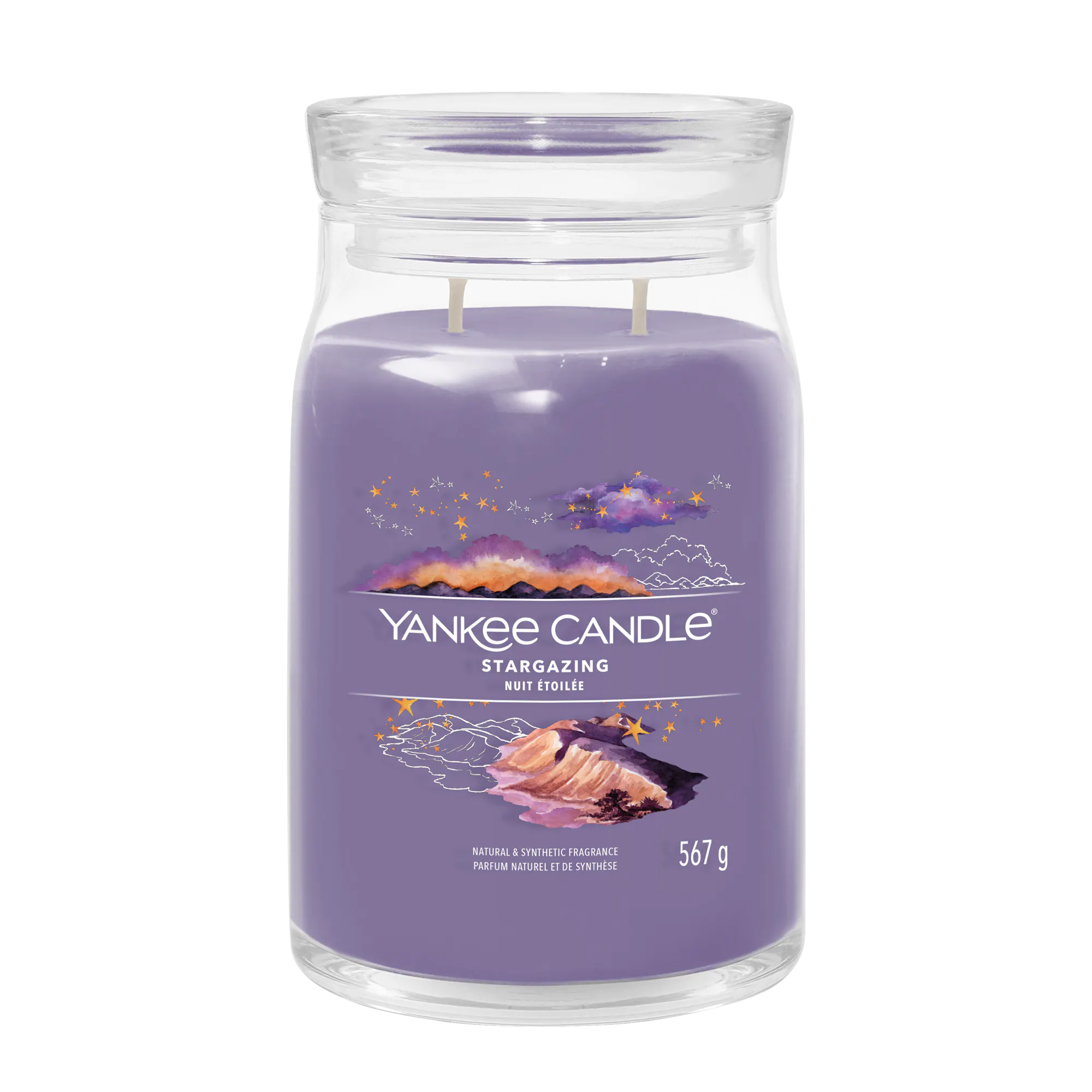 Stargazing Candle Signature Large Jar Candle Yankee Candle, Purple, 9.3cm x 15.7cm | Floral
