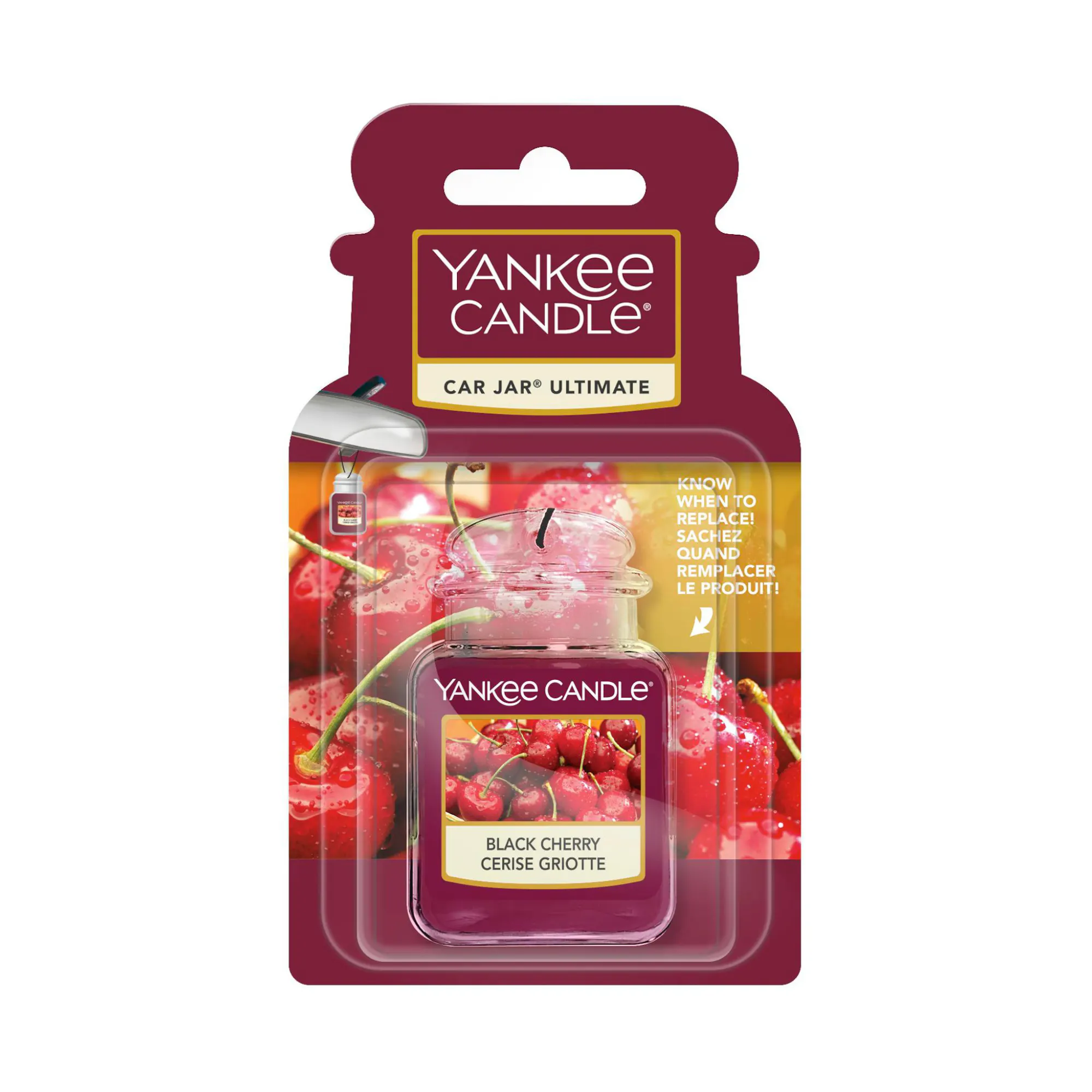 Black Cherry Car Air Freshener Car Jar® Ultimate Yankee Candle, Red, 5.8cm x 12.2cm | Fruity